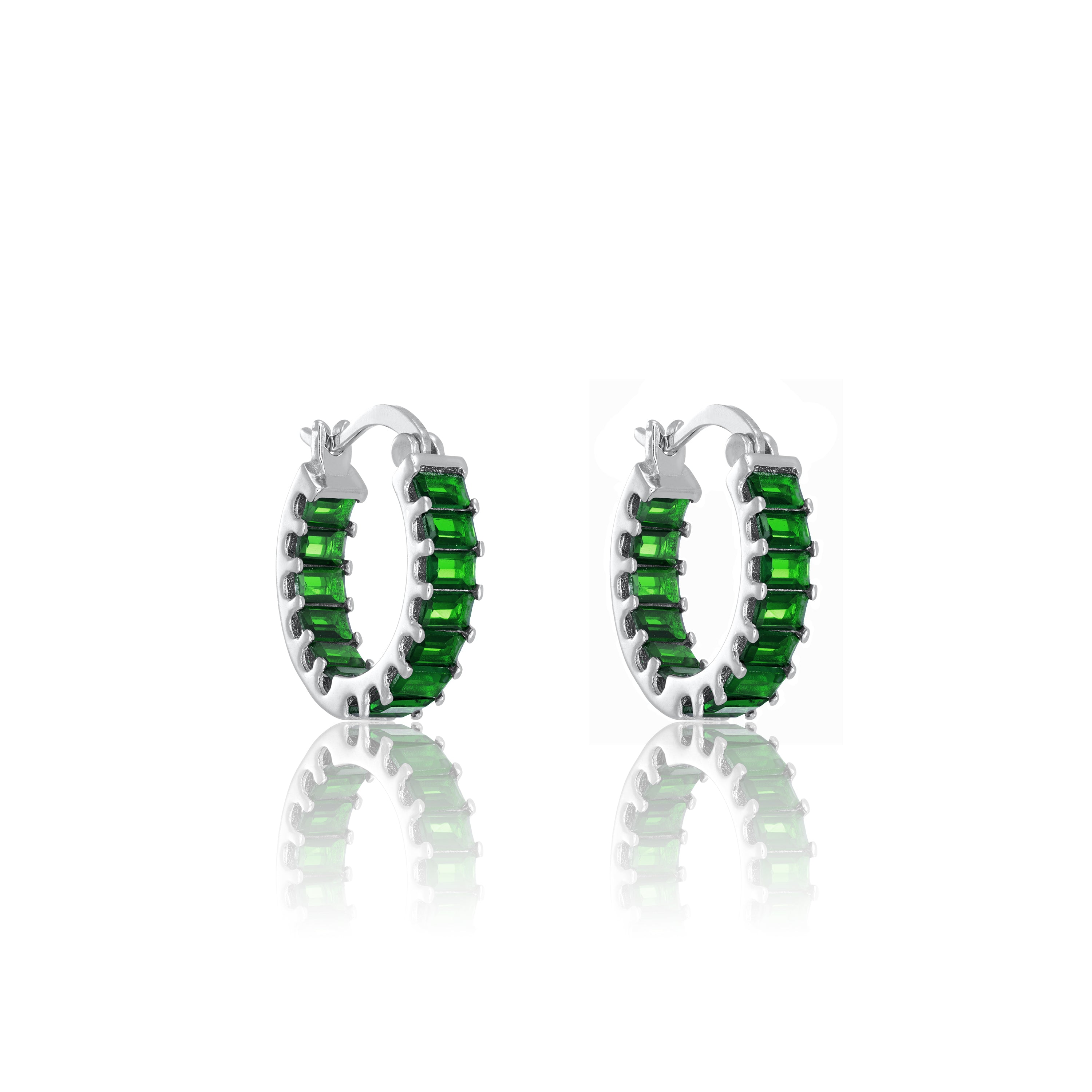 Baguette Cut Inside-Out Hoop Earrings