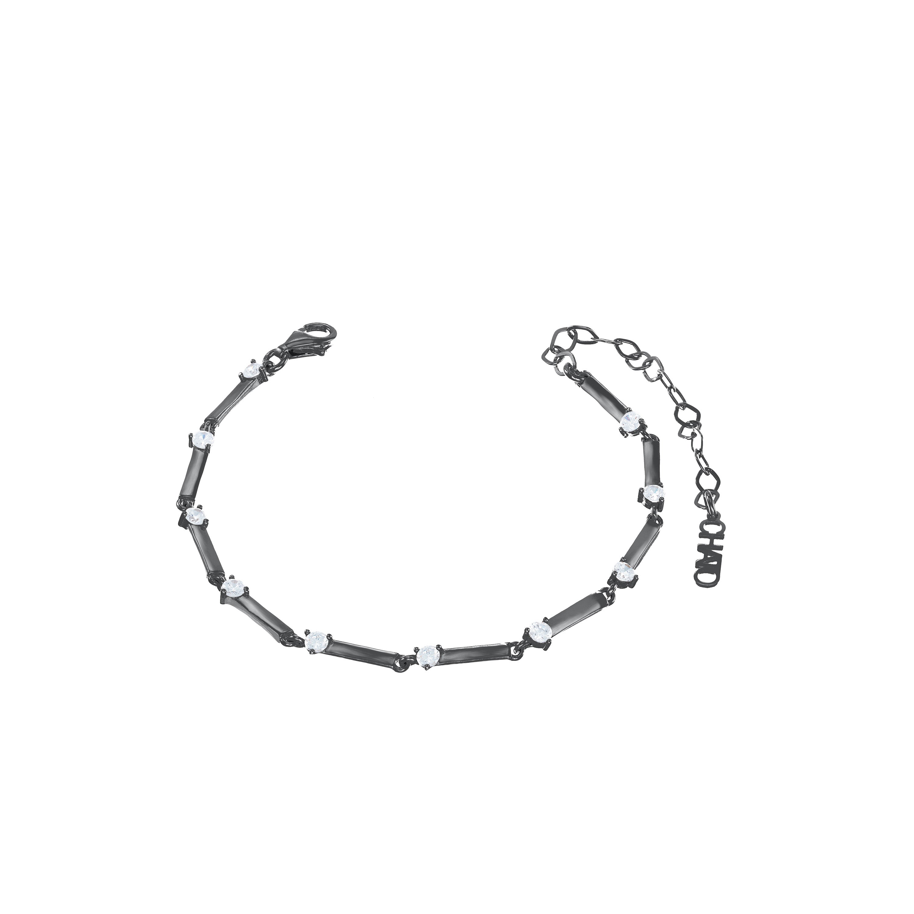 Bar Link Cz Bracelet - Black Rhodium White