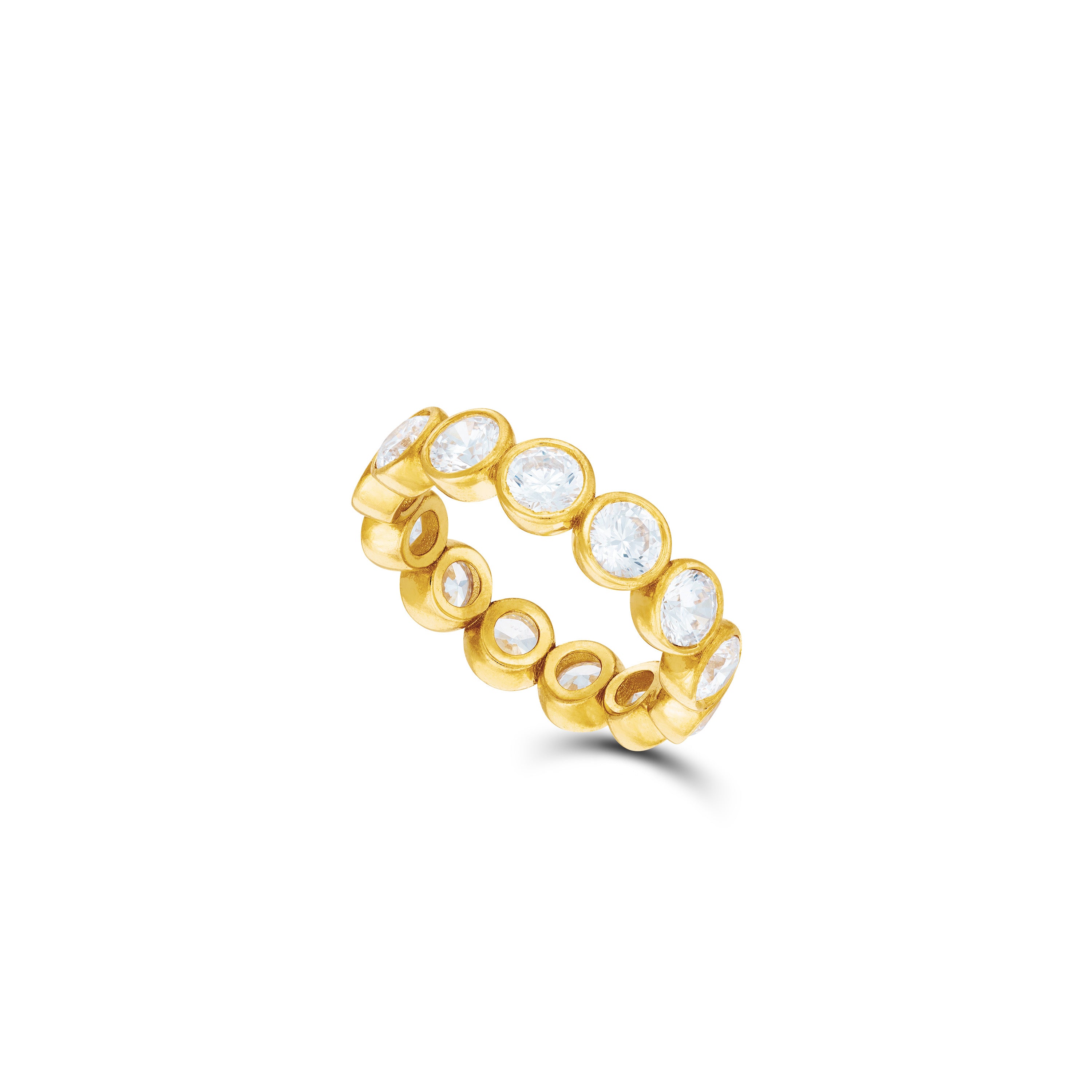 Bezel Cubic Zirconia Eternity Band Ring - Gold White - 4mm