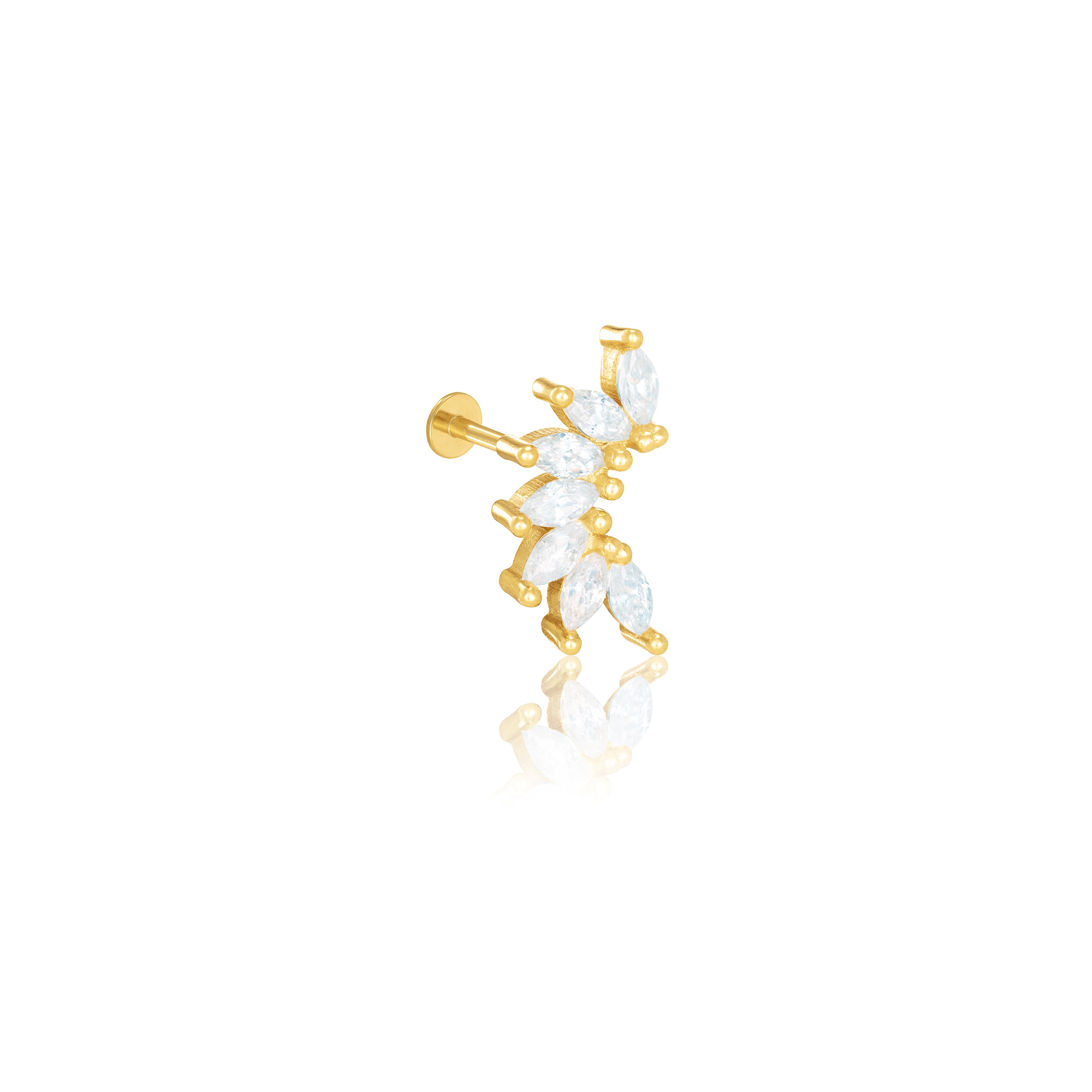 Cascading Marquise CZ Piercing - Gold White