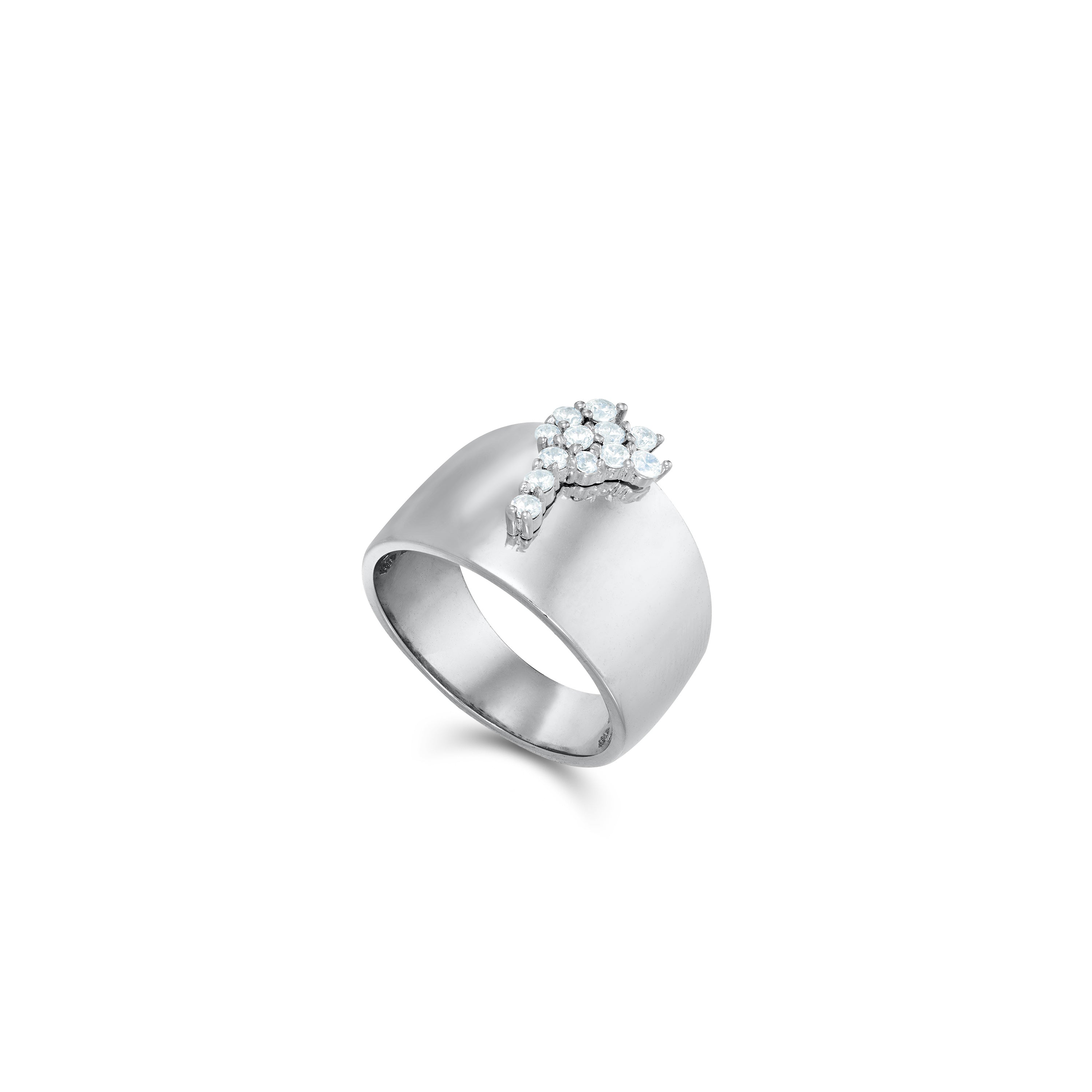 Cluster CZ Wide-Band Ring-Silver