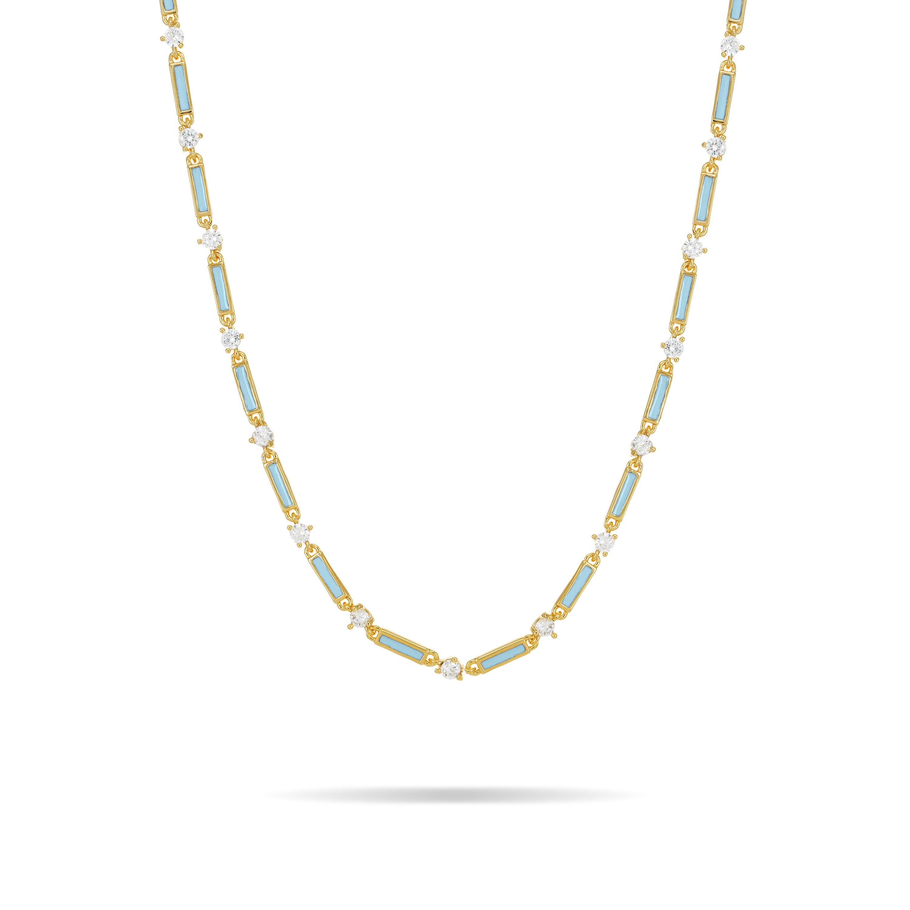 Connected Enamel Lines Choker - Gold Baby Blue