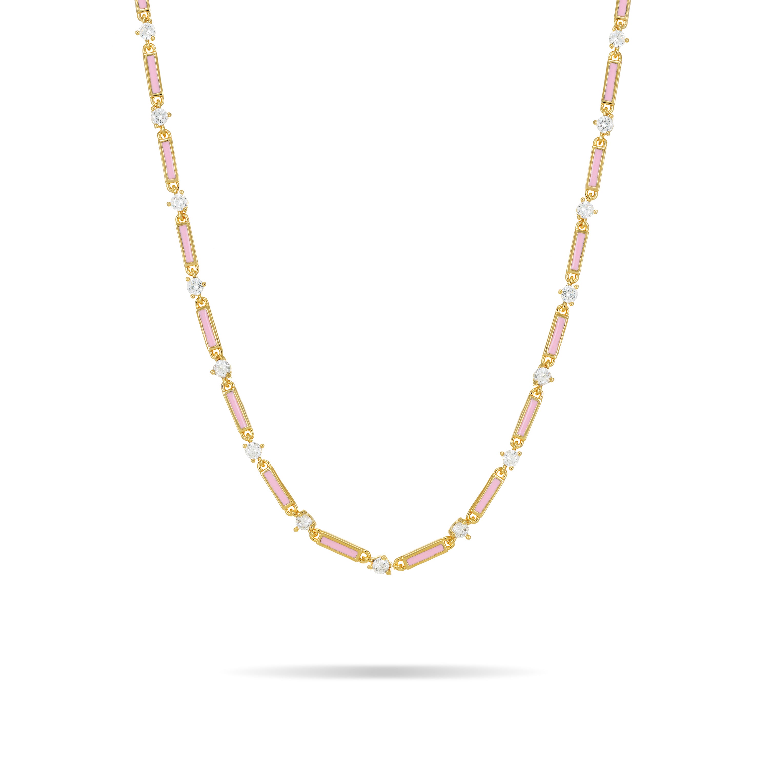 Connected Enamel Lines Choker - Gold Light Pink