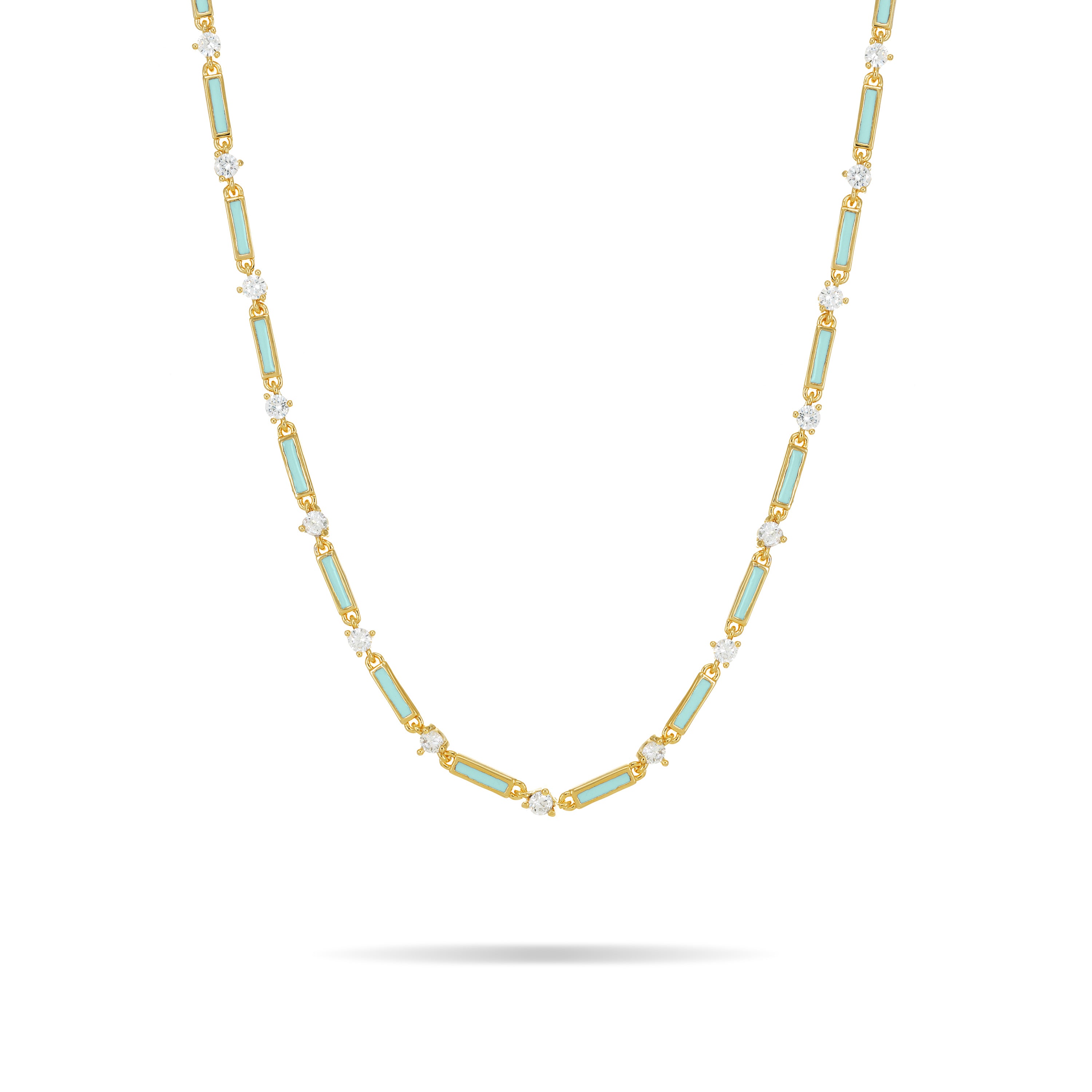 Connected Enamel Lines Choker - Gold Mint Green