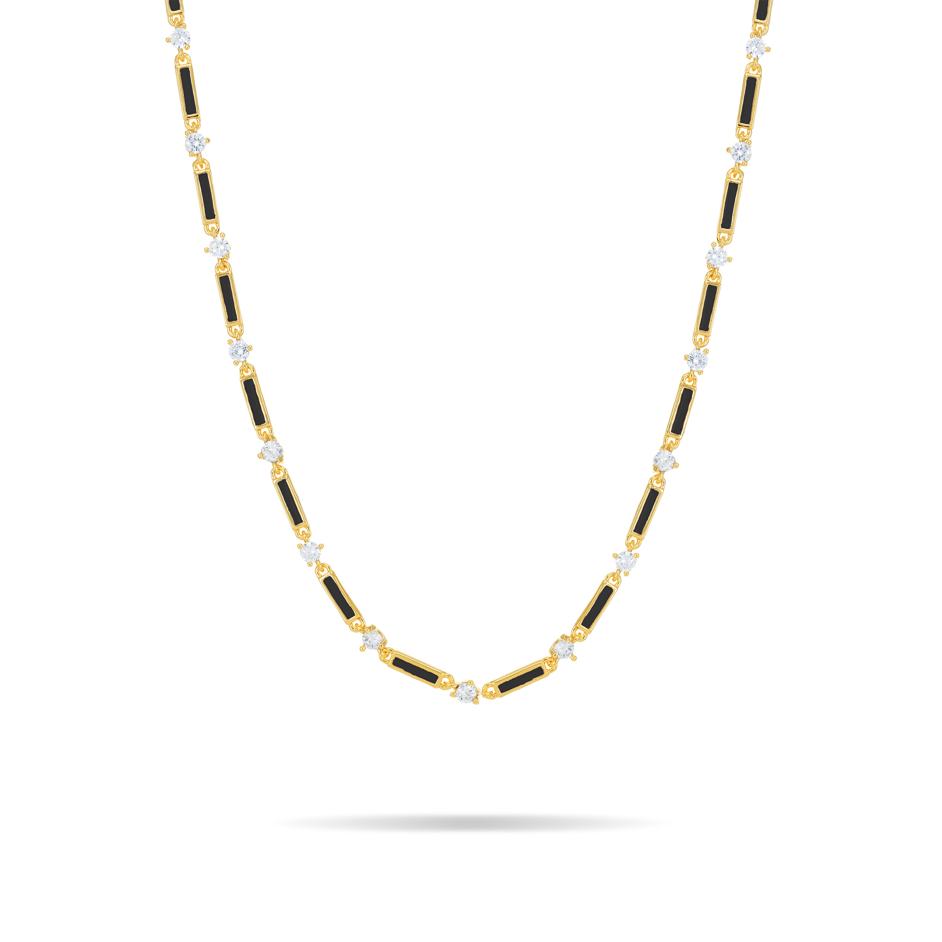 Connected Enamel Lines Choker - Gold Black