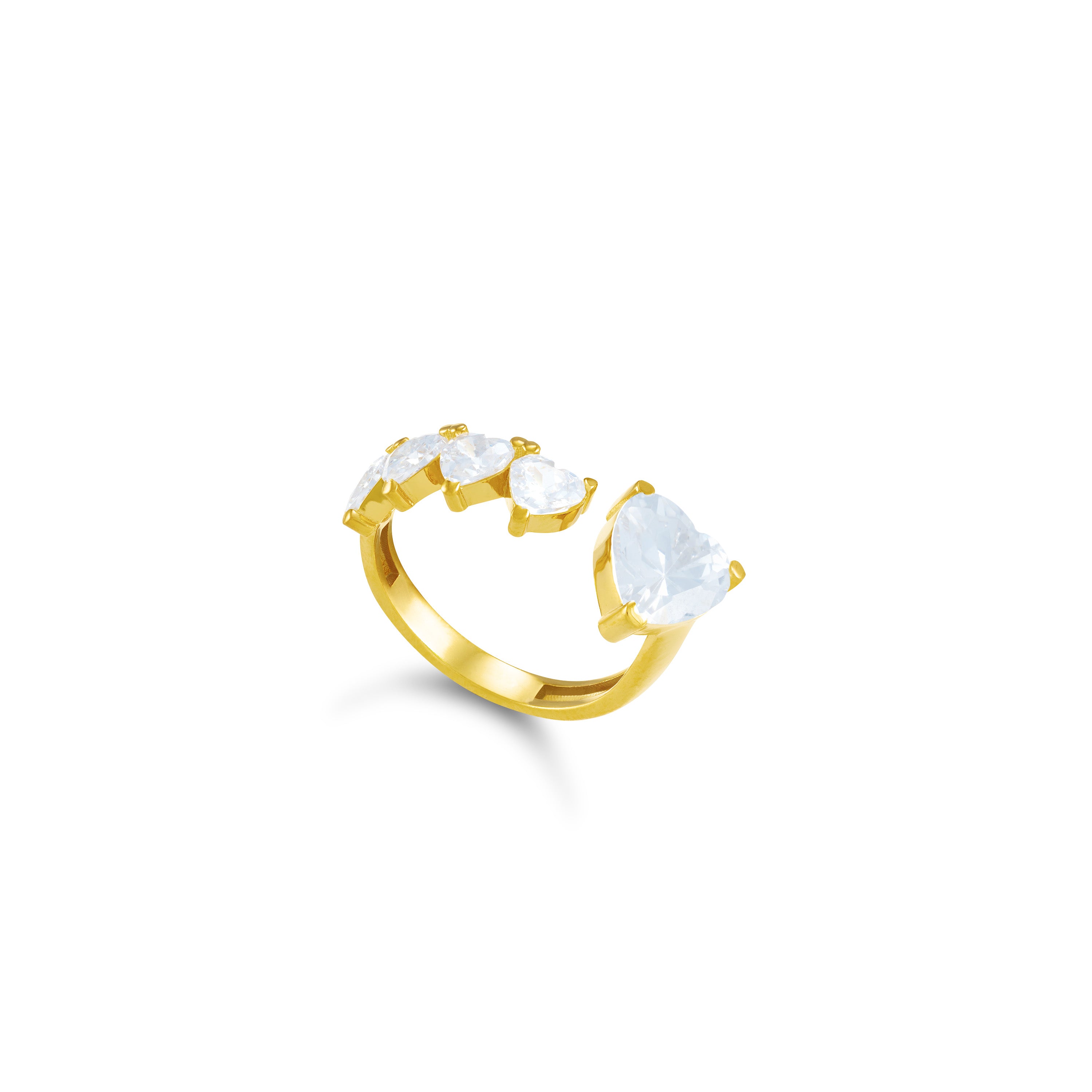 Cubic Zirconia Hearts Open Ring