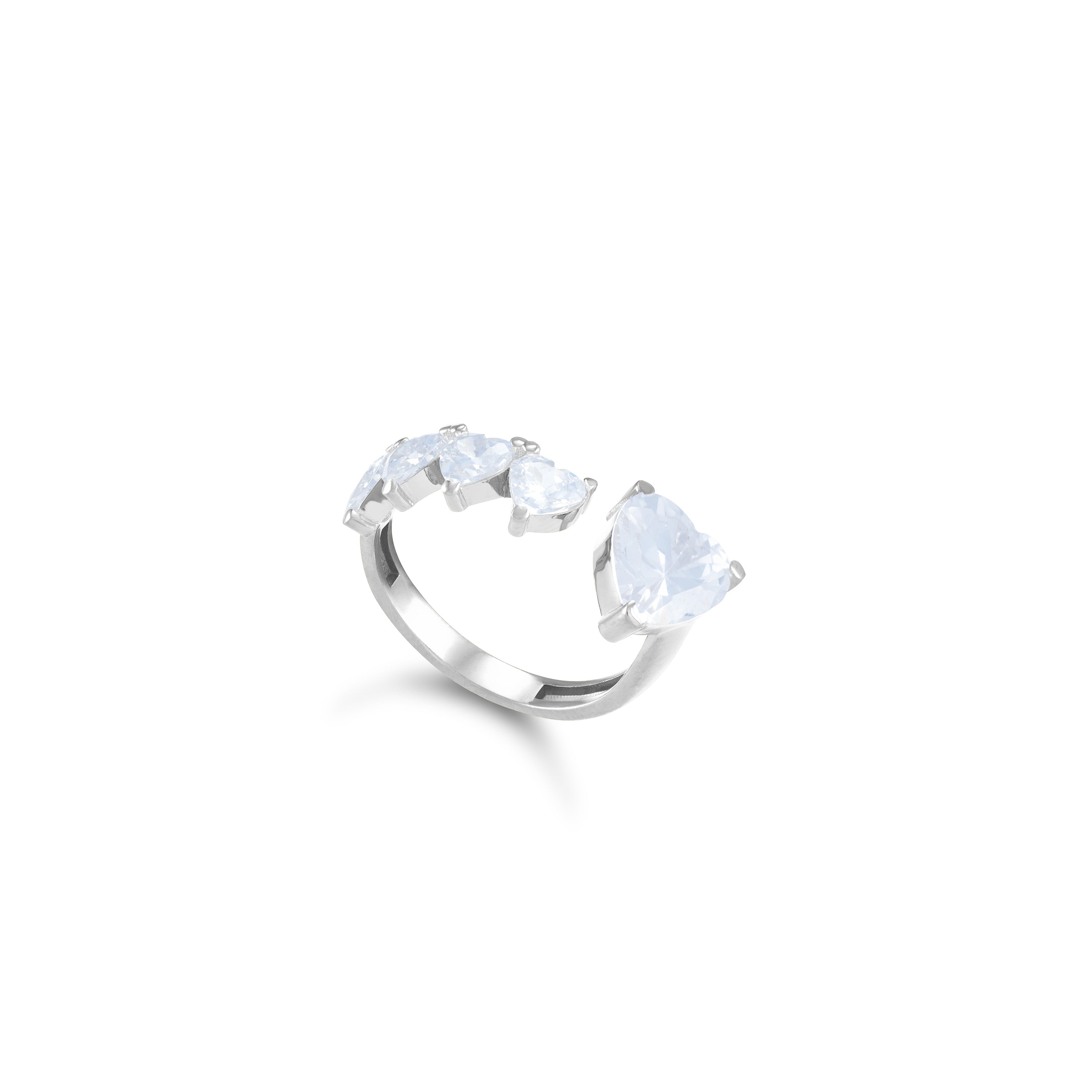Cubic Zirconia Hearts Open Ring