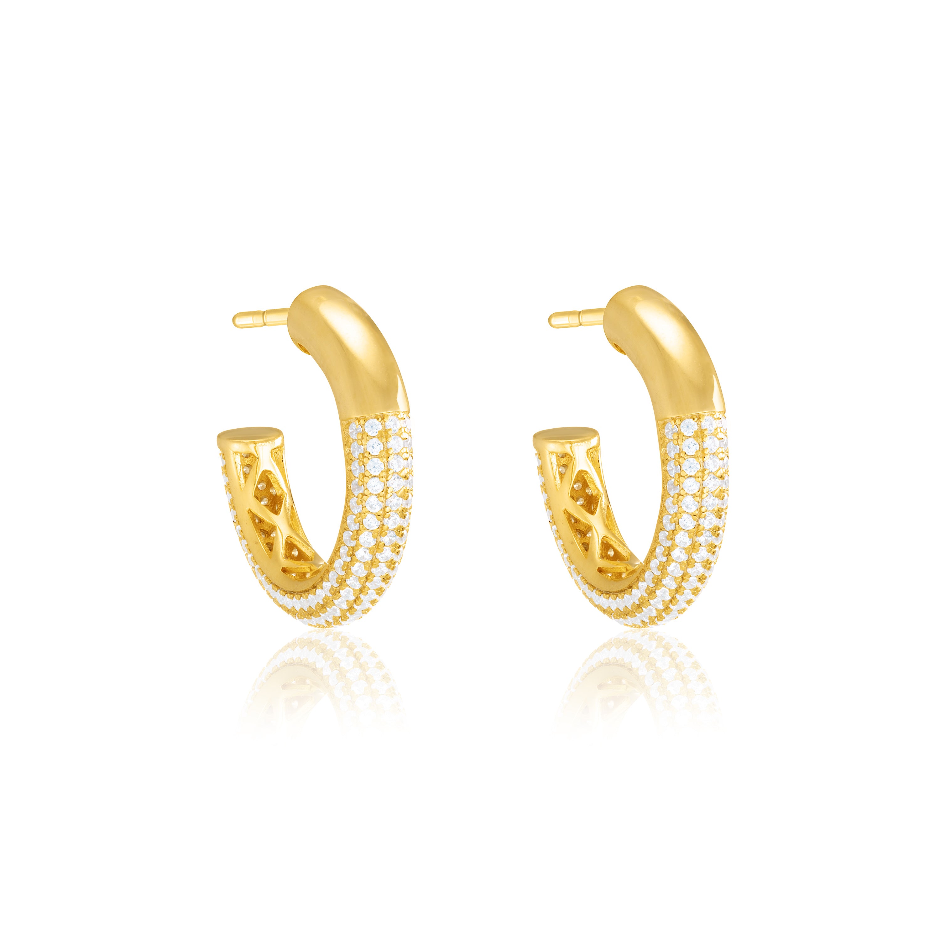 Cubic Zirconia Open Hoop Statement Earrings
