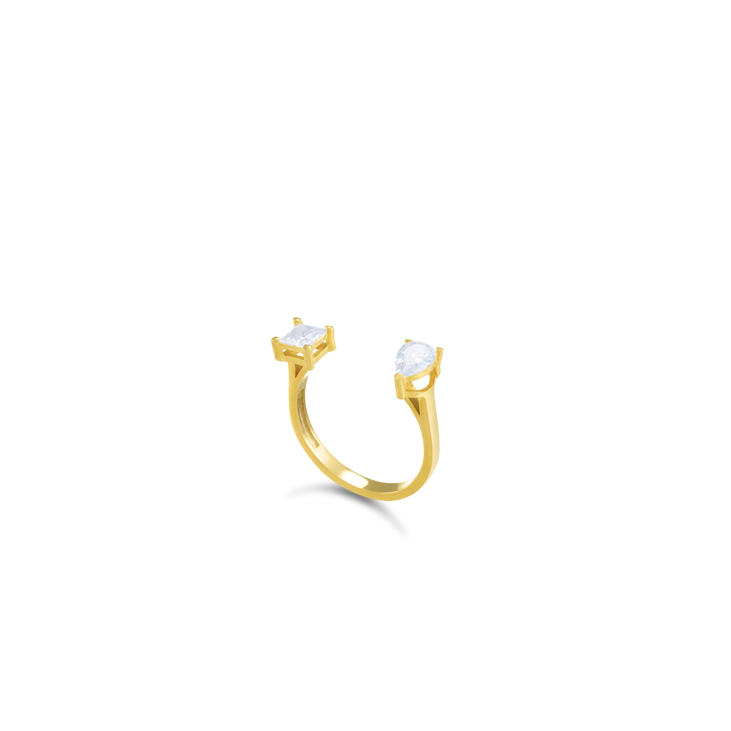 Cubic Zirconia Open Pinky Ring - Gold White