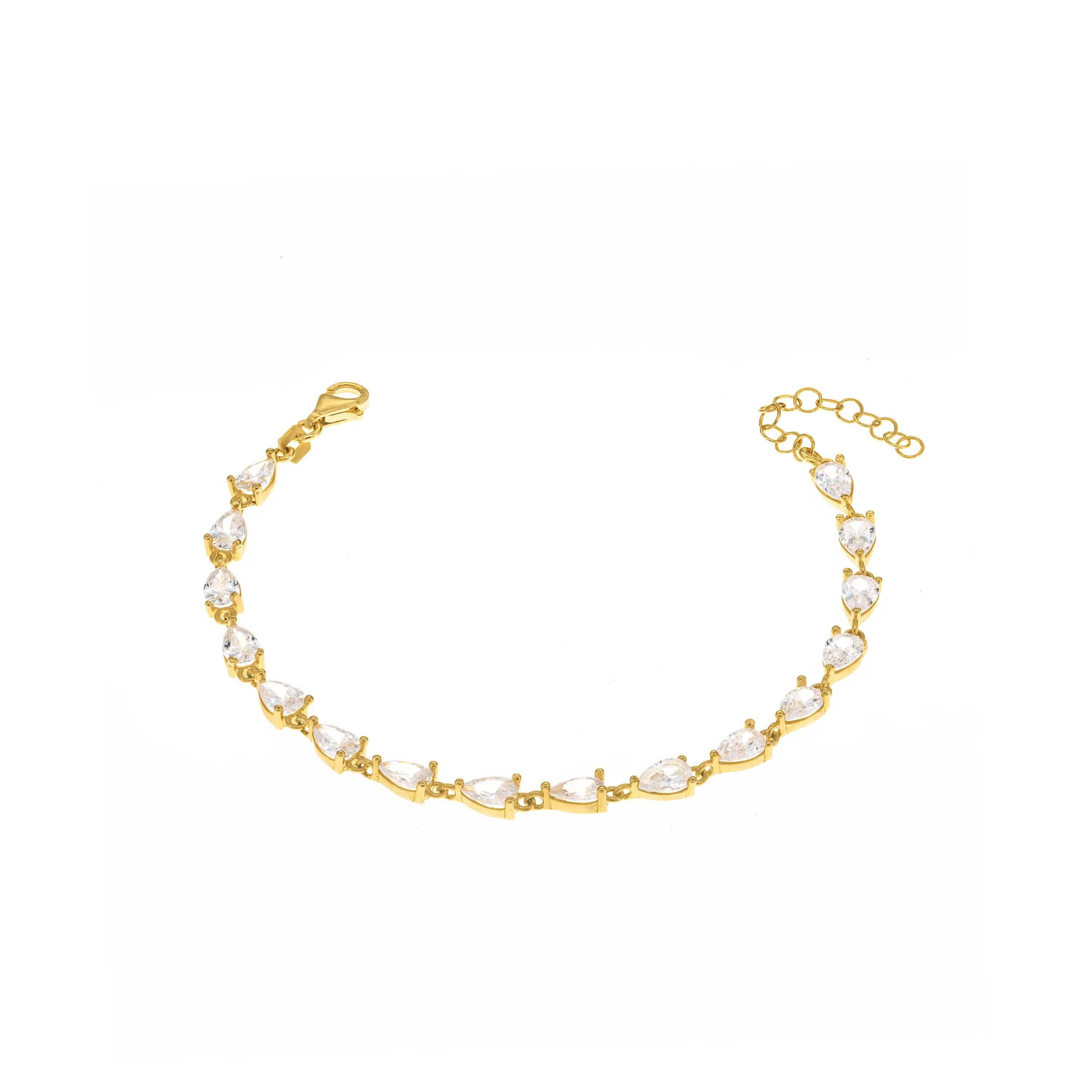 Cubic Zirconia Teardrop Bracelet - Gold White