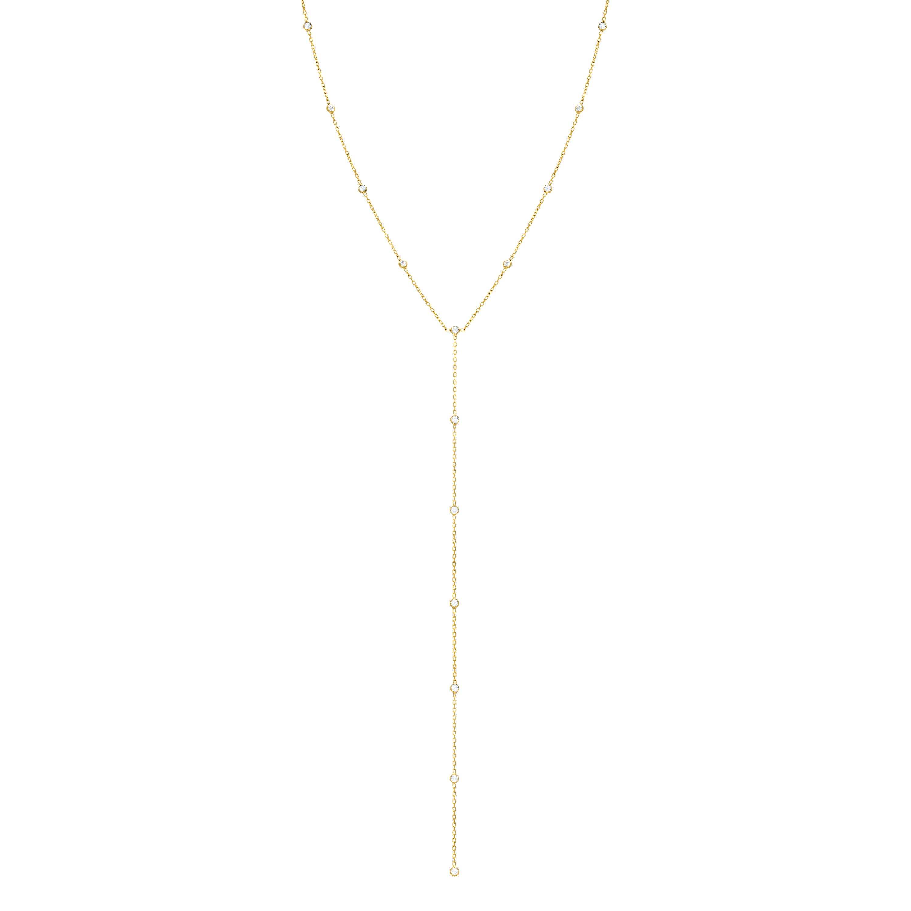 Cubic Zirconia Bezel Lariat Sliding Clasp Choker