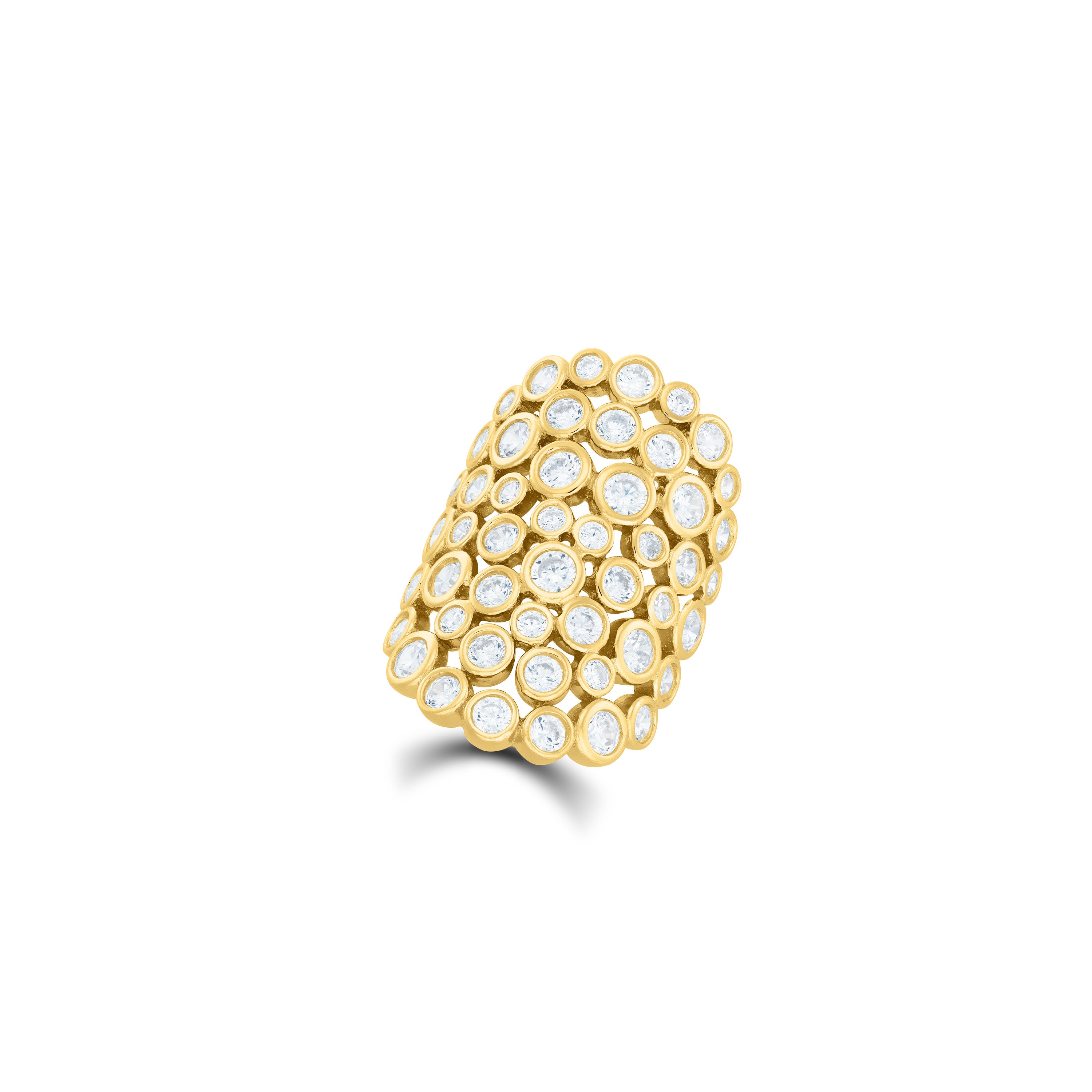 Cubic Zirconia Dots Multi Bezel Ring - Gold White