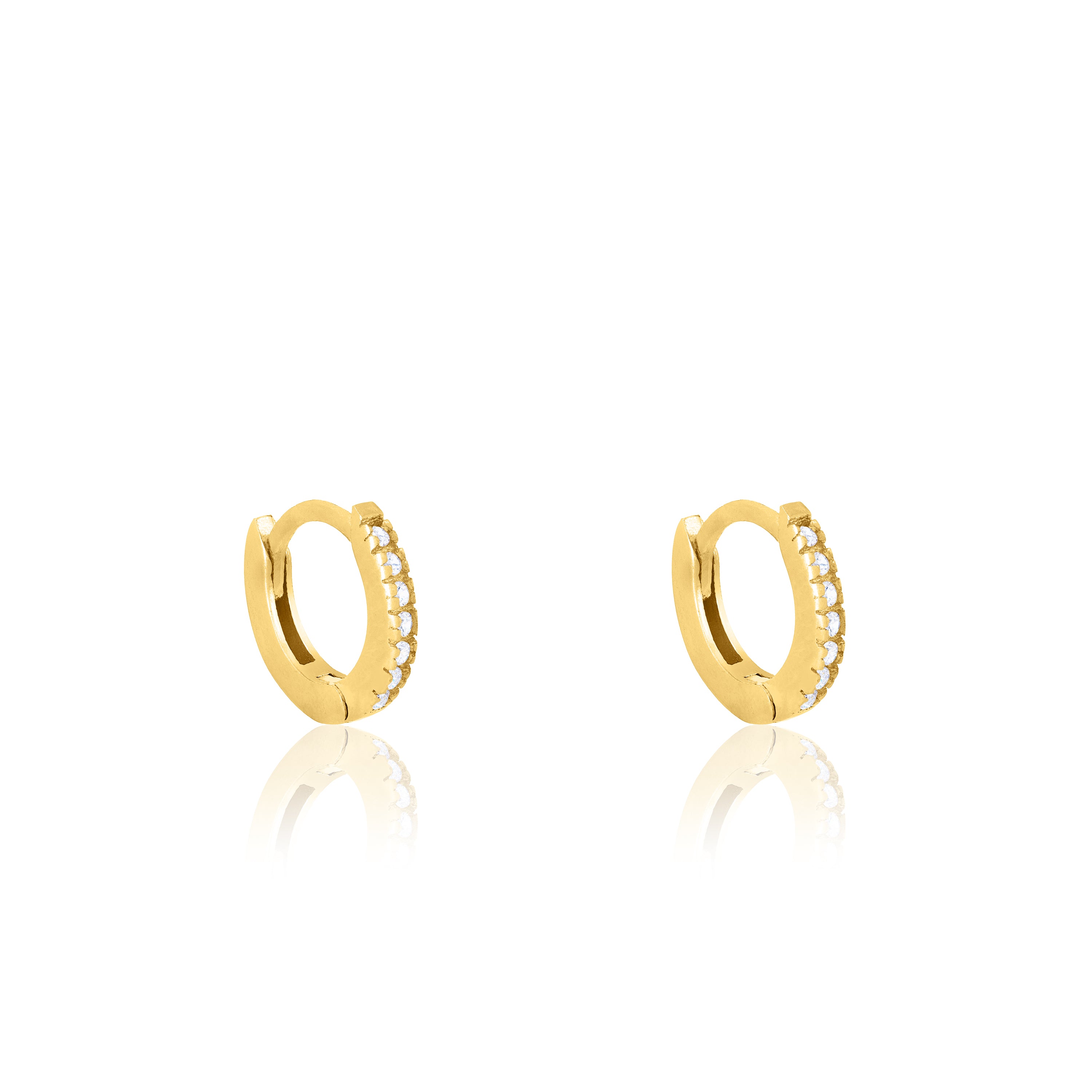 Cubic Zirconia Hoop Earrings - Gold White - Extra Small