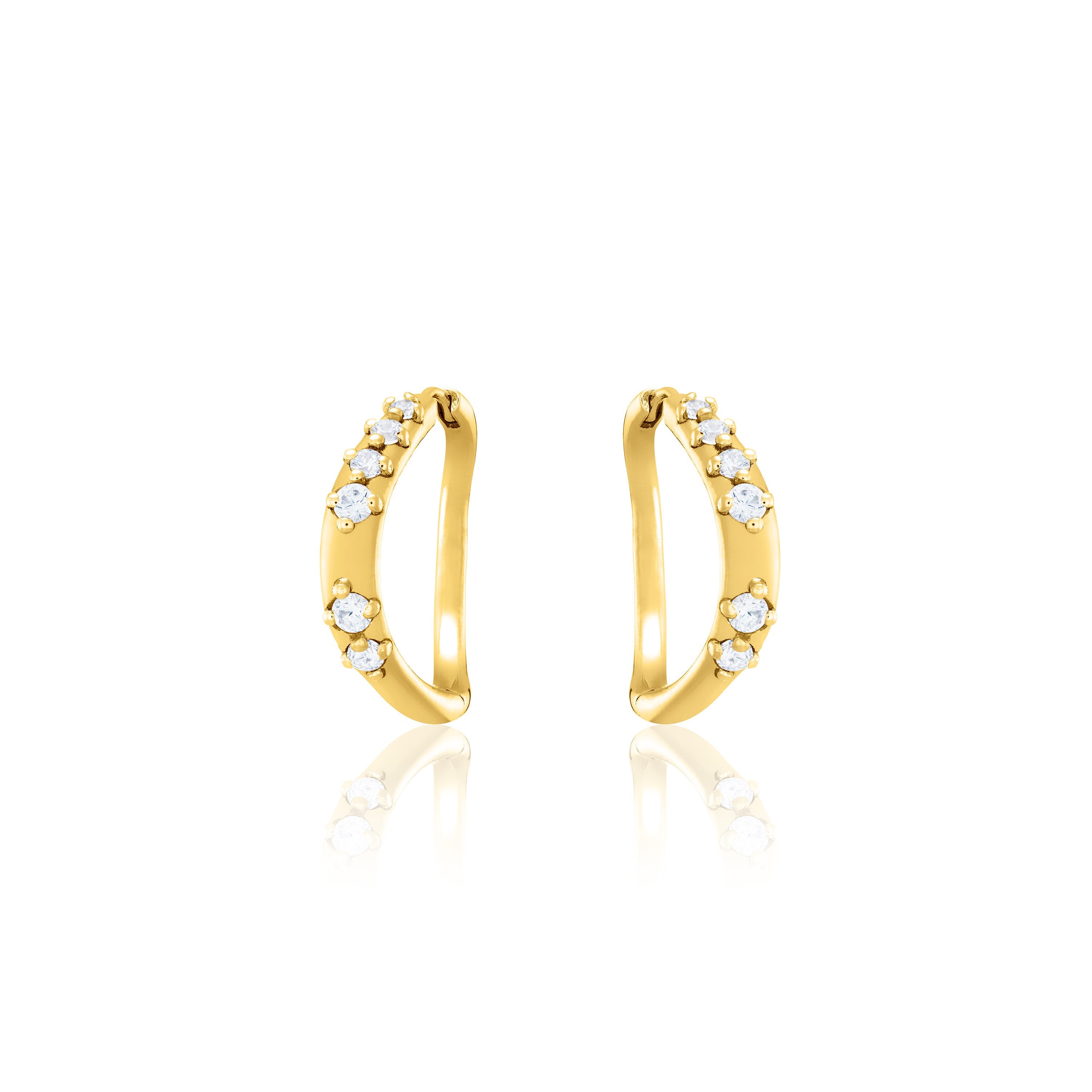 Dot Cluster Cz Hoop Earrings - Gold White