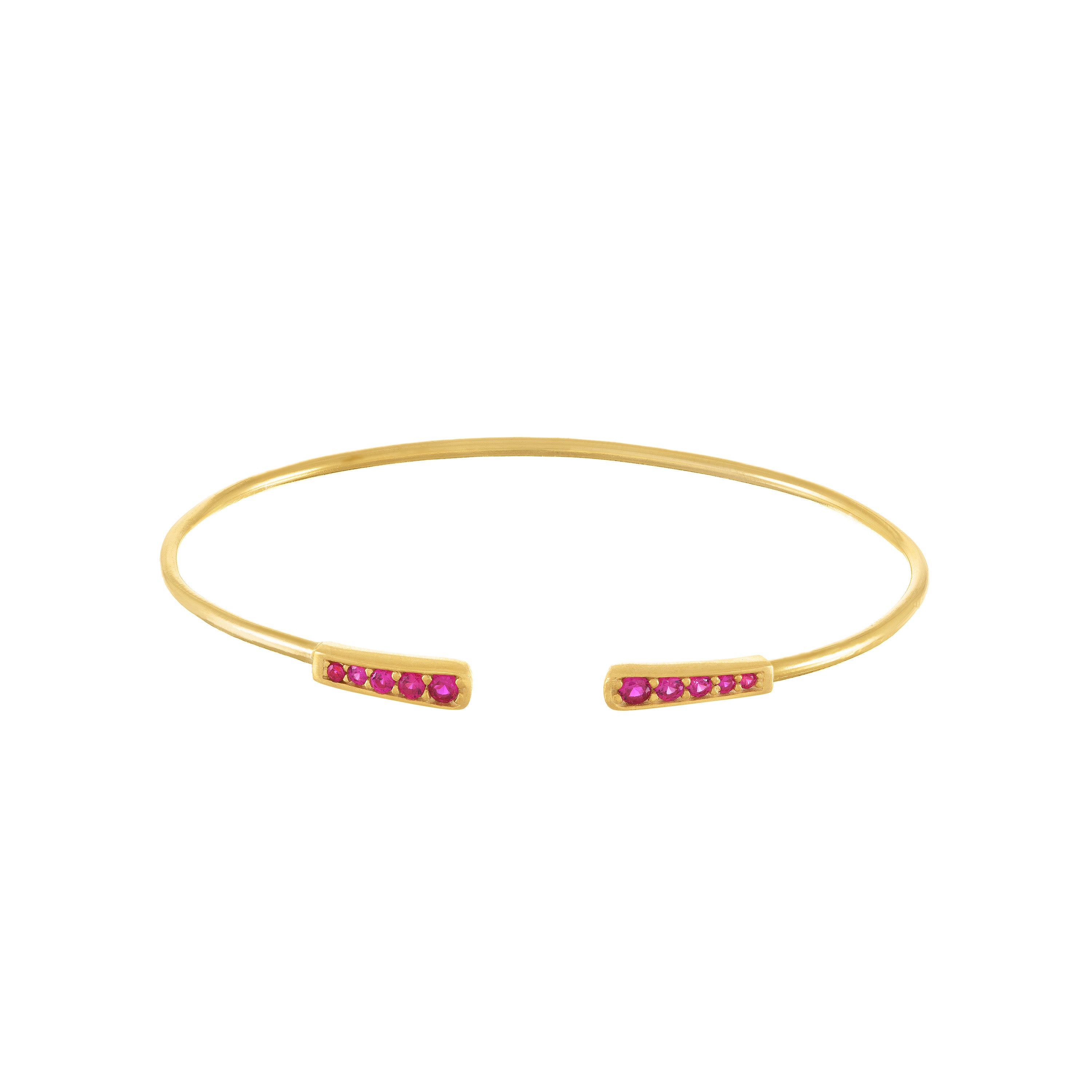 Double Graduated Cubic Zirconia Torc Bangle Bracelet - Gold Fuchsia