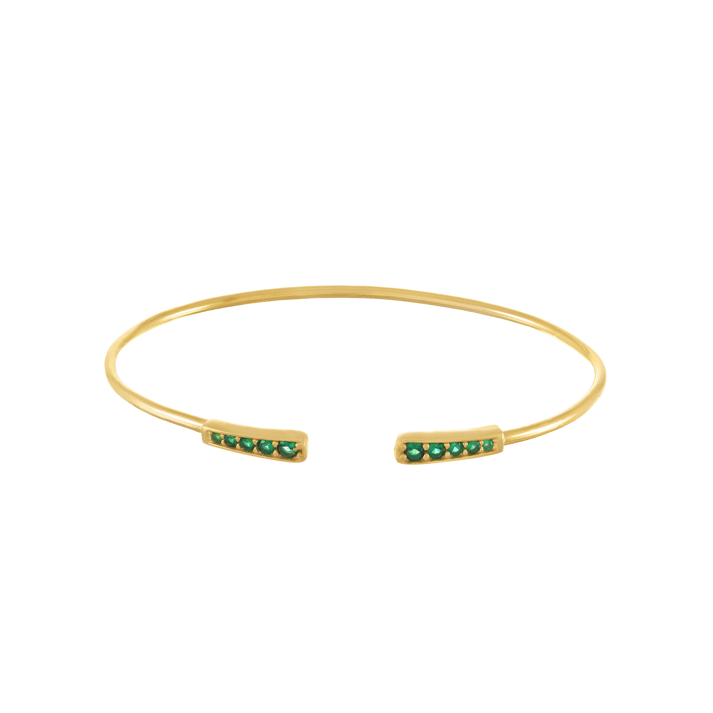 Double Graduated Cubic Zirconia Torc Bangle Bracelet - Gold Green