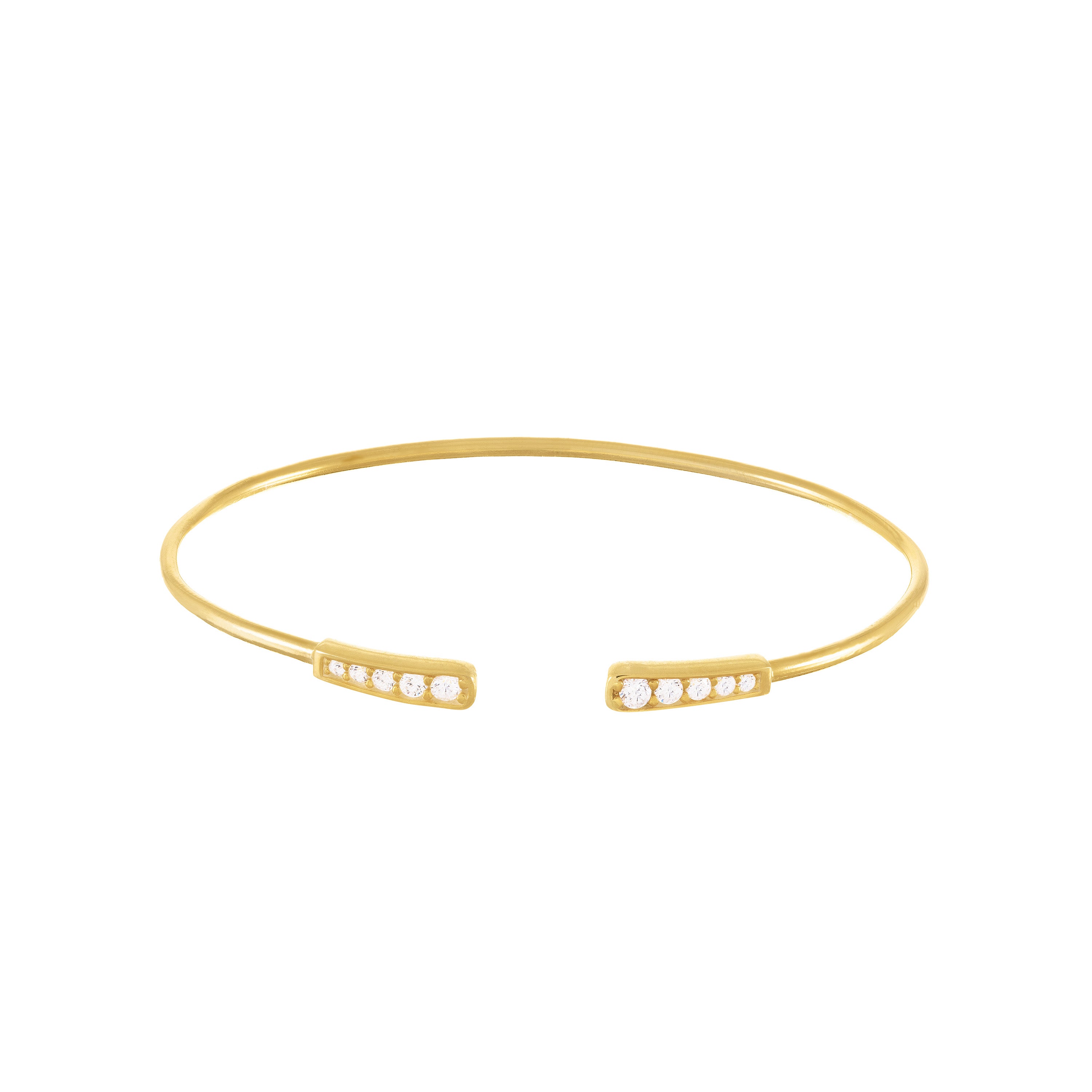 Double Graduated Cubic Zirconia Torc Bangle Bracelet - Gold White