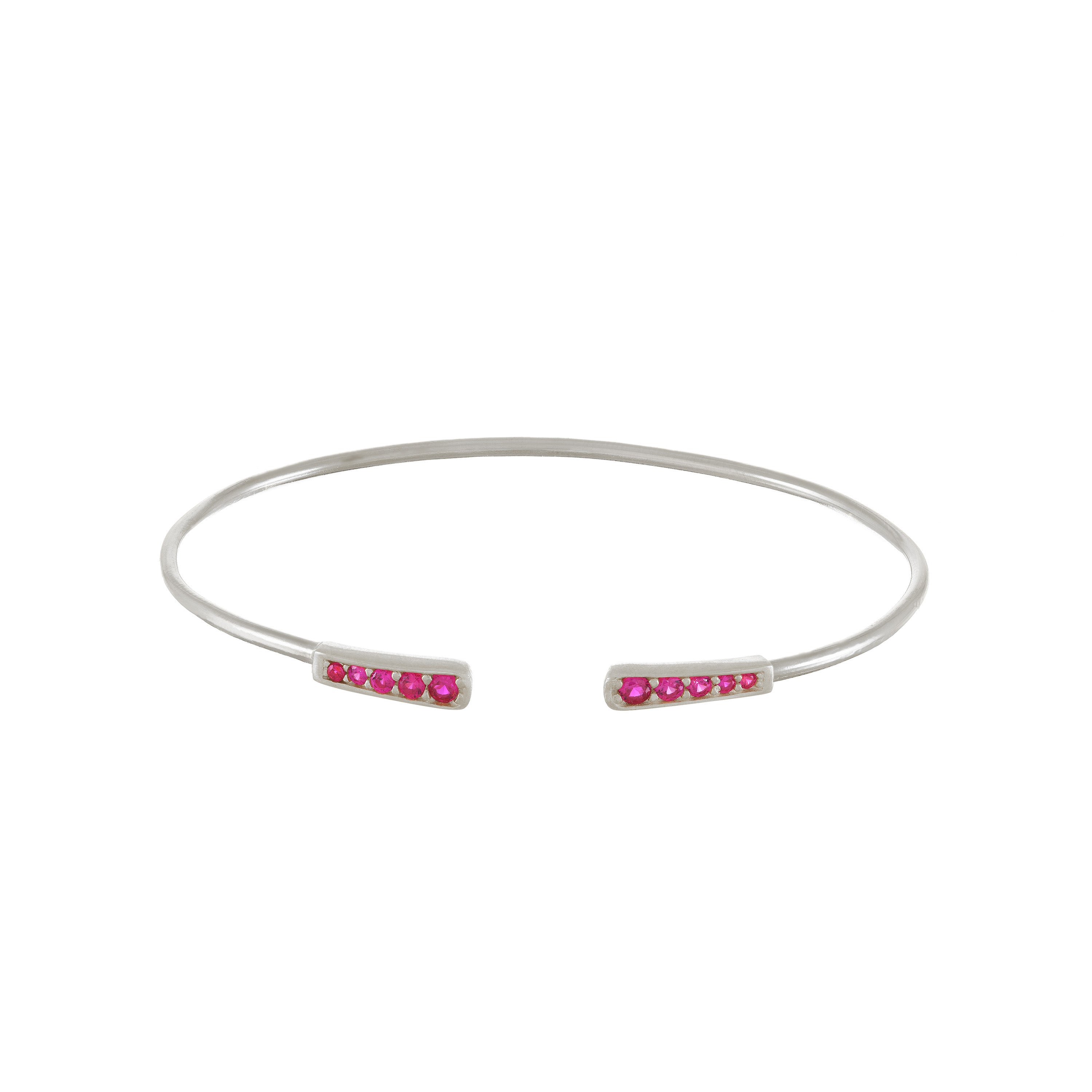 Double Graduated Cubic Zirconia Torc Bangle Bracelet - Silver Fuchsia