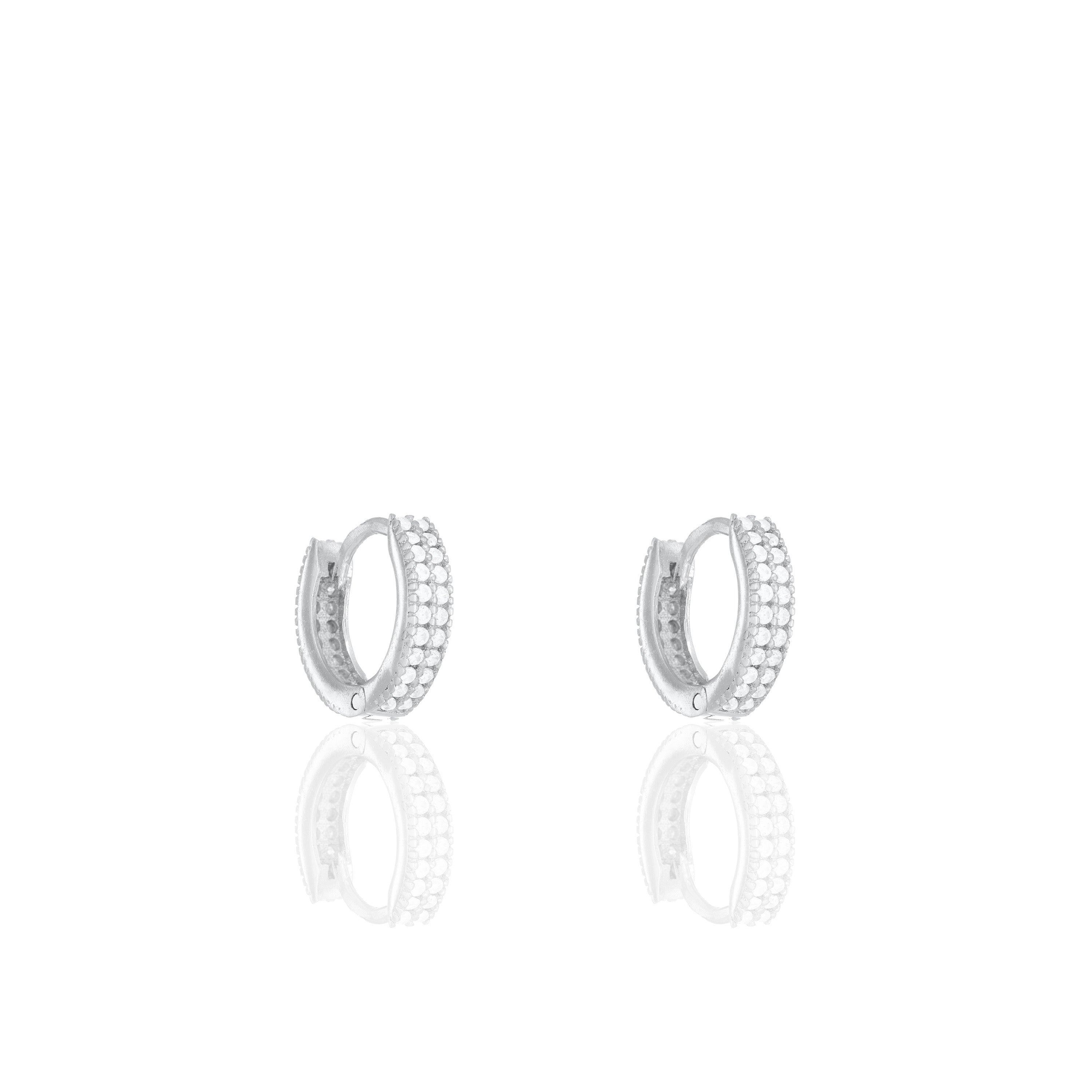 Double Line Cubic Zirconia Hoop Earrings - Small