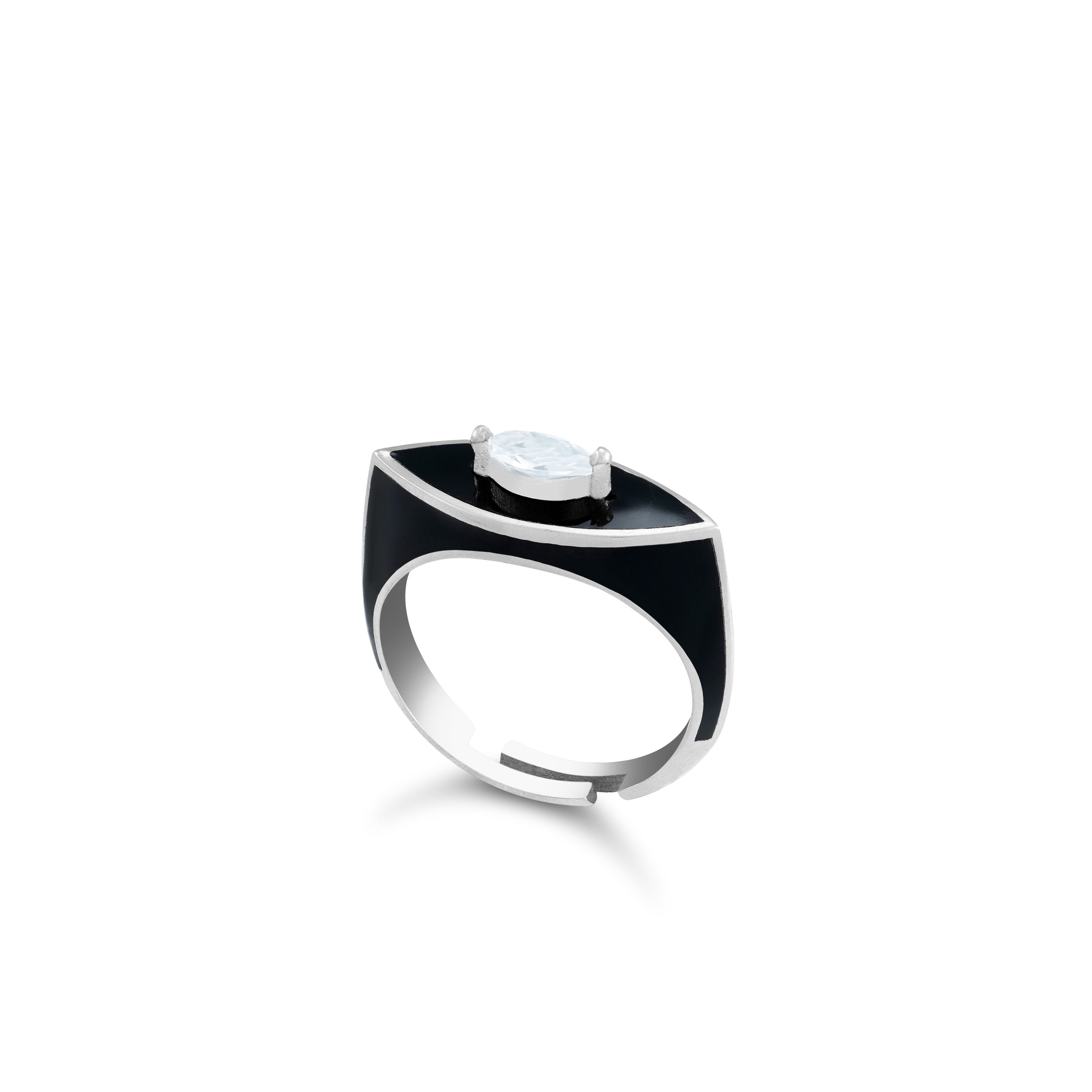 Enamel Marquise Evil Eye Signet Ring