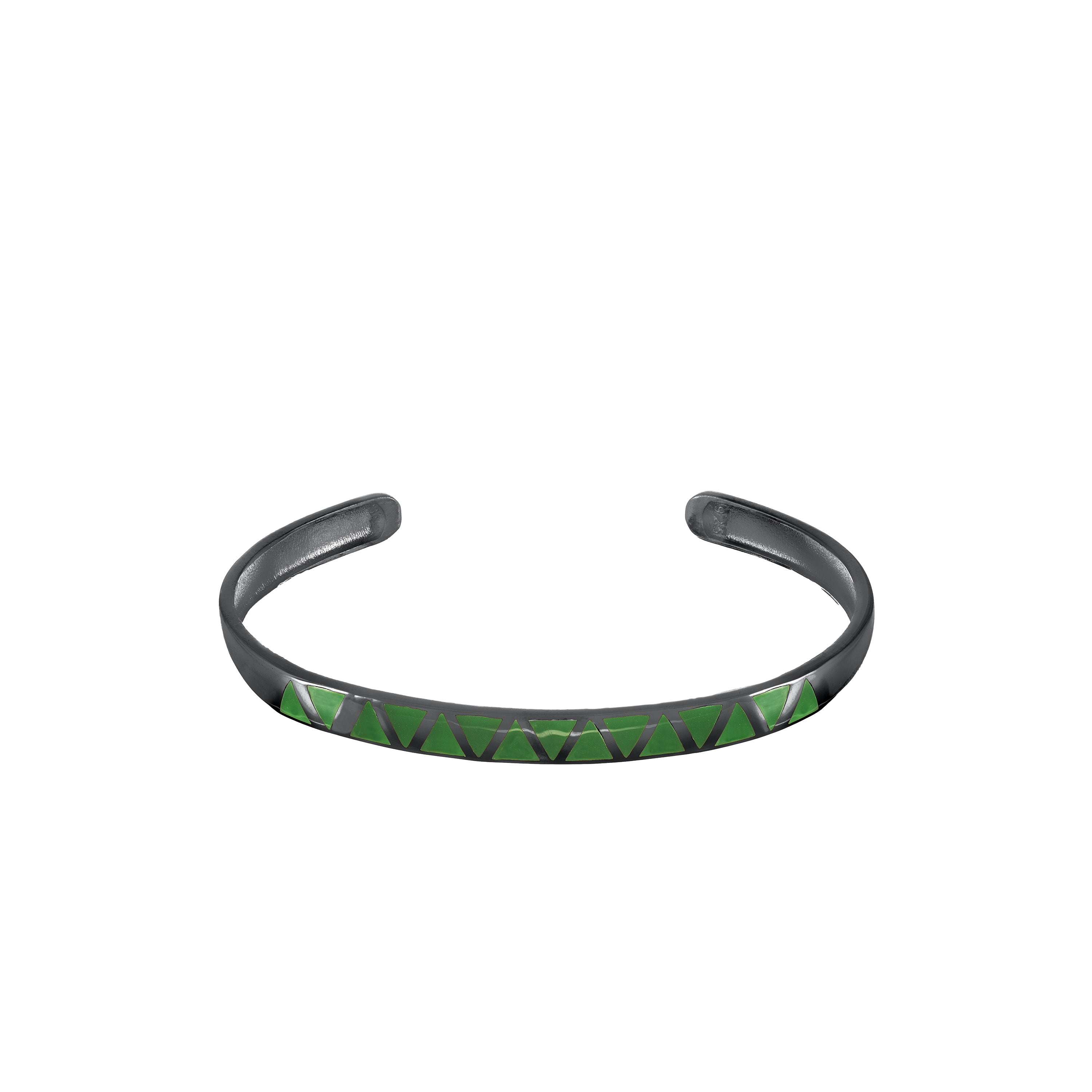 Enamel Triangles Bangle Bracelet - Black Green