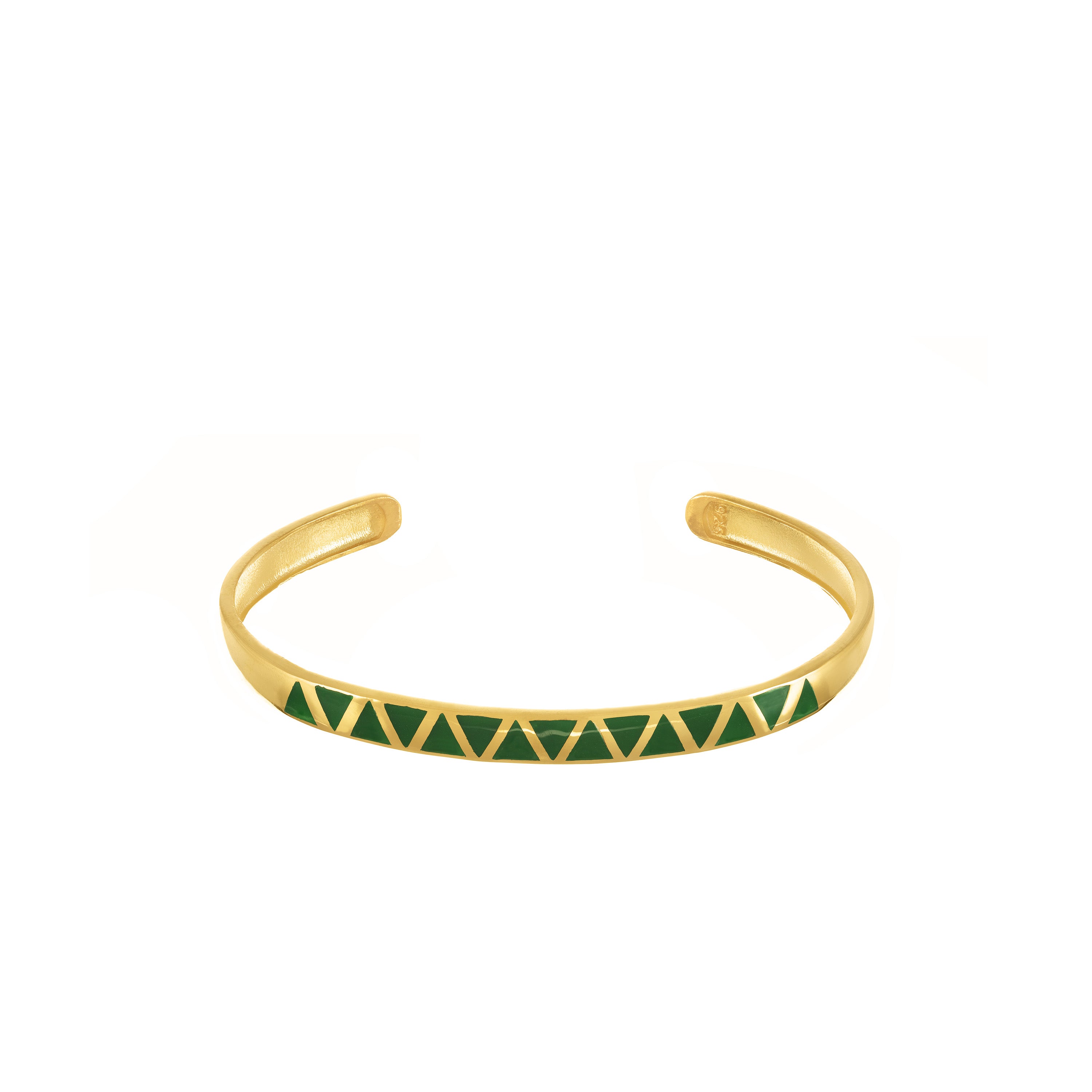 Enamel Triangles Bangle Bracelet - Gold Green