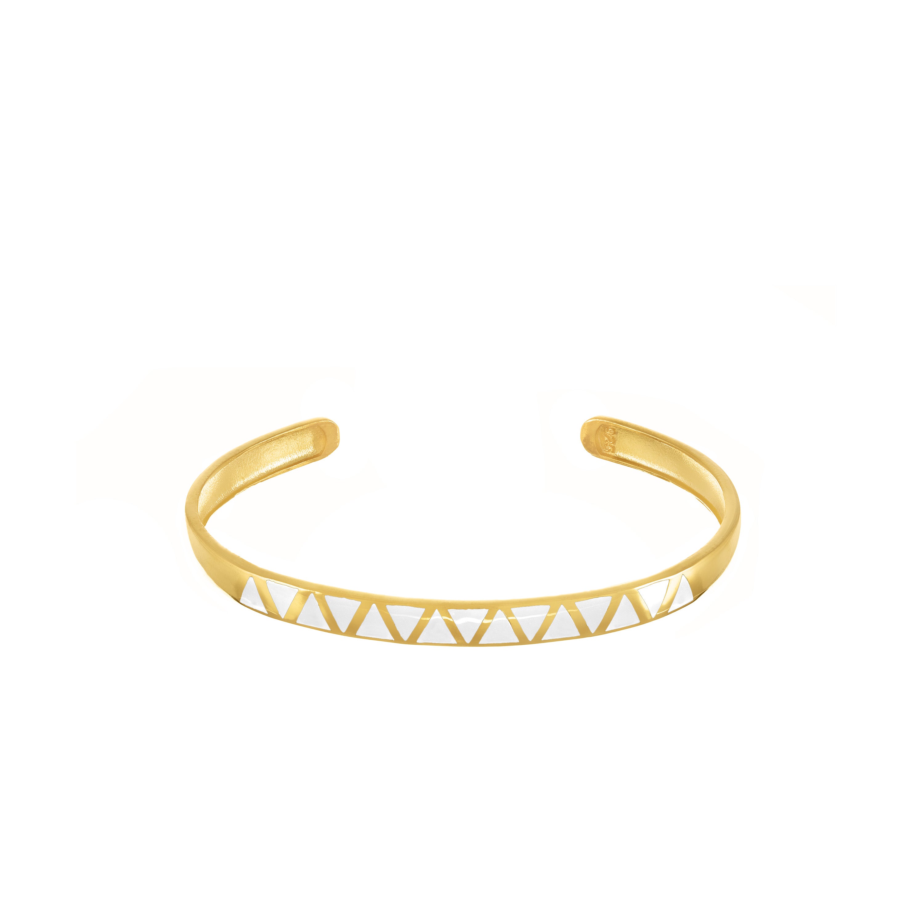 Enamel Triangles Bangle Bracelet - Gold White