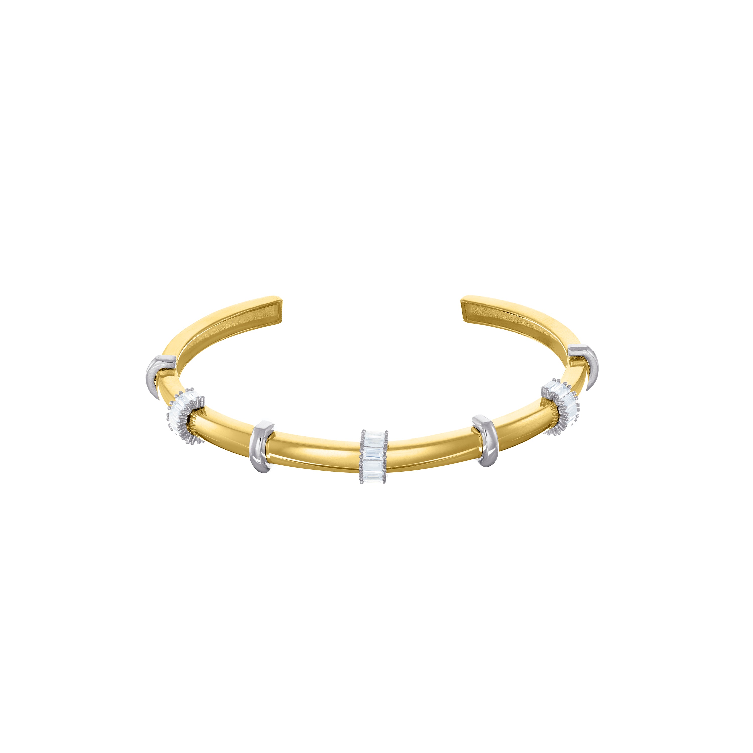 Evenly Spaced Cuff Bangle - Gold White