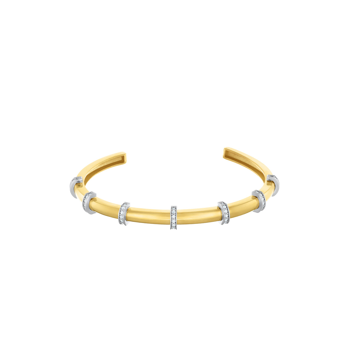 Evenly Spaced Cuff Bangle - Gold White