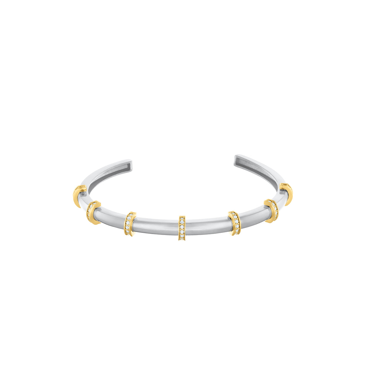 Evenly Spaced Cuff Bangle - Silver White