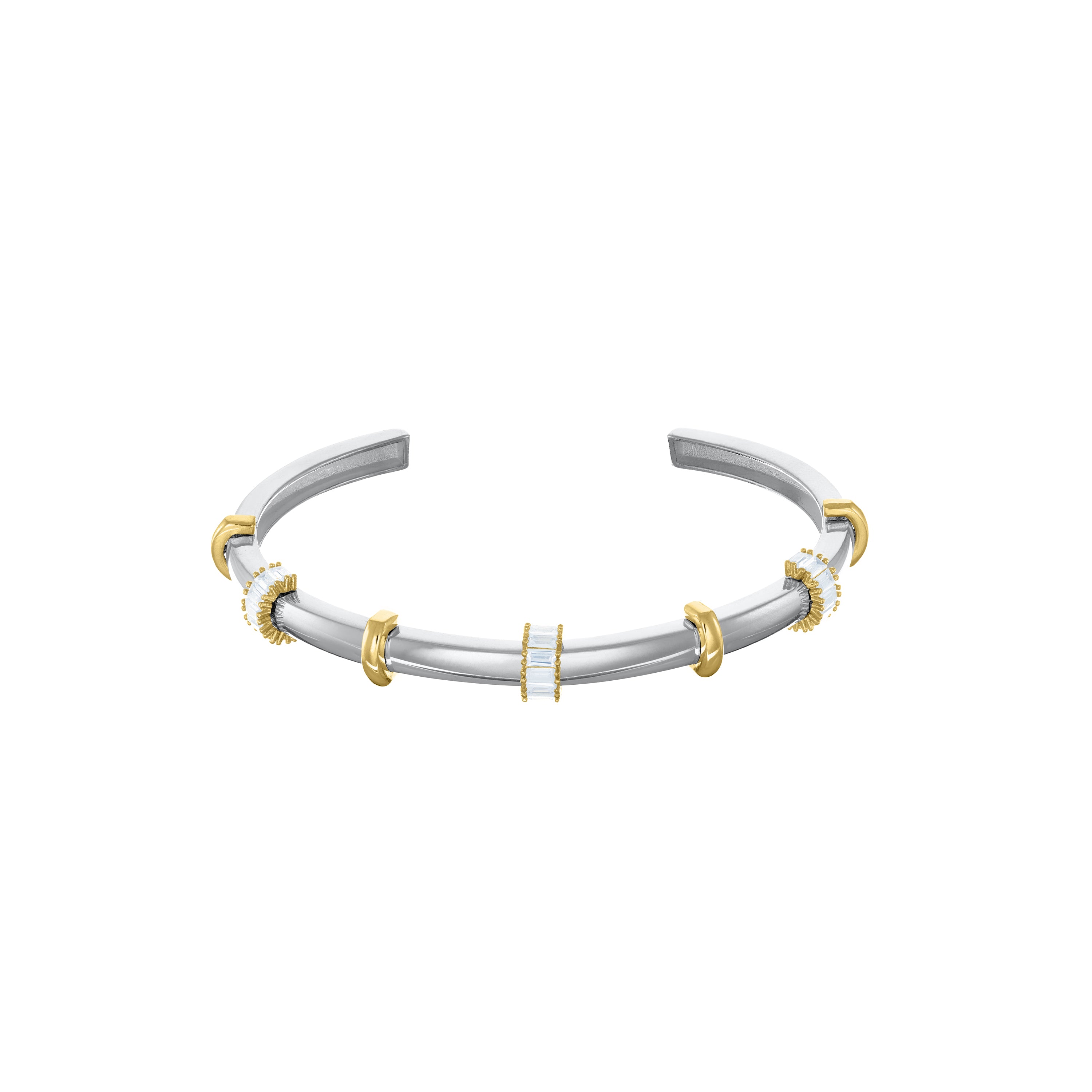 Evenly Spaced Cuff Bangle - Silver White