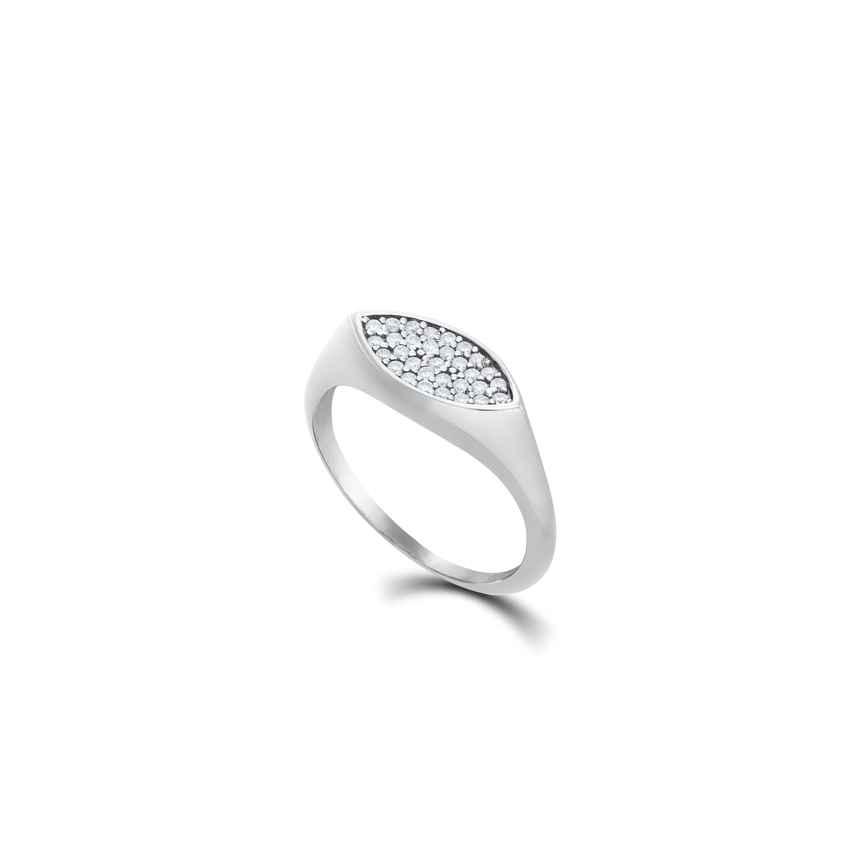 Evil Eye Pave Ring - Silver White