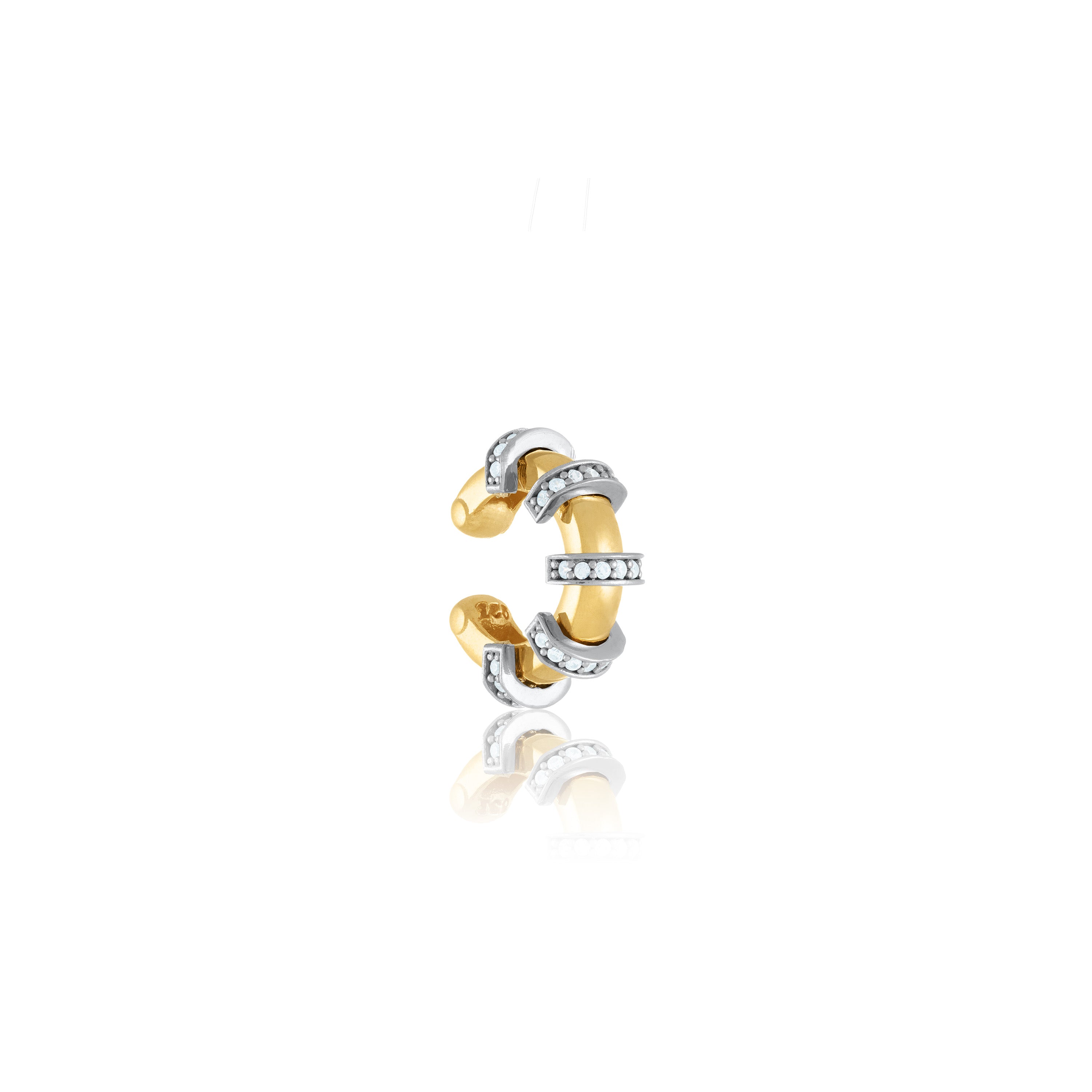 Five Cubic Zirconia Stripes Circle Ear Cuff - Gold Silver Cuffs Cubic Zirconia
