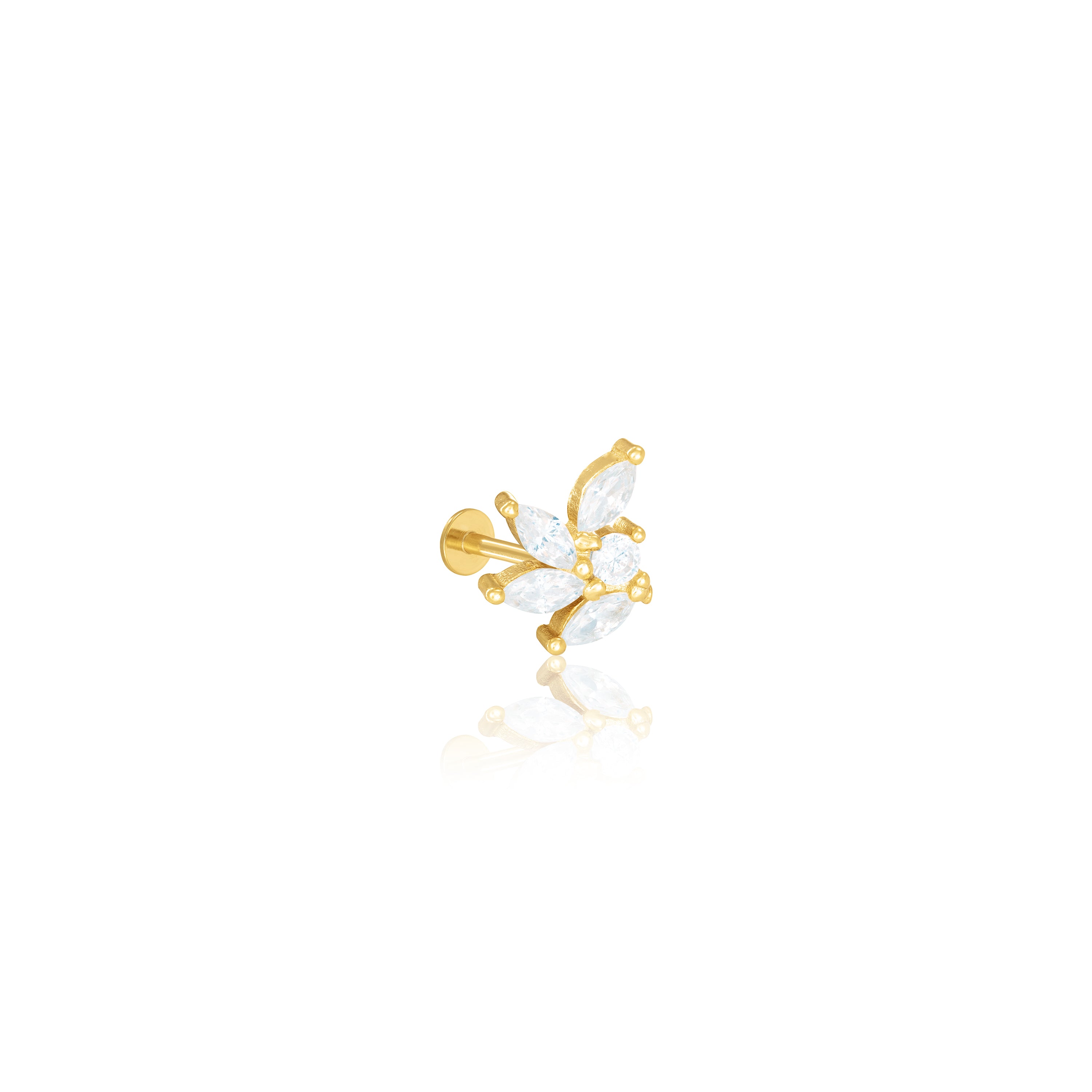 Floral Marquise CZ Piercing - Gold White