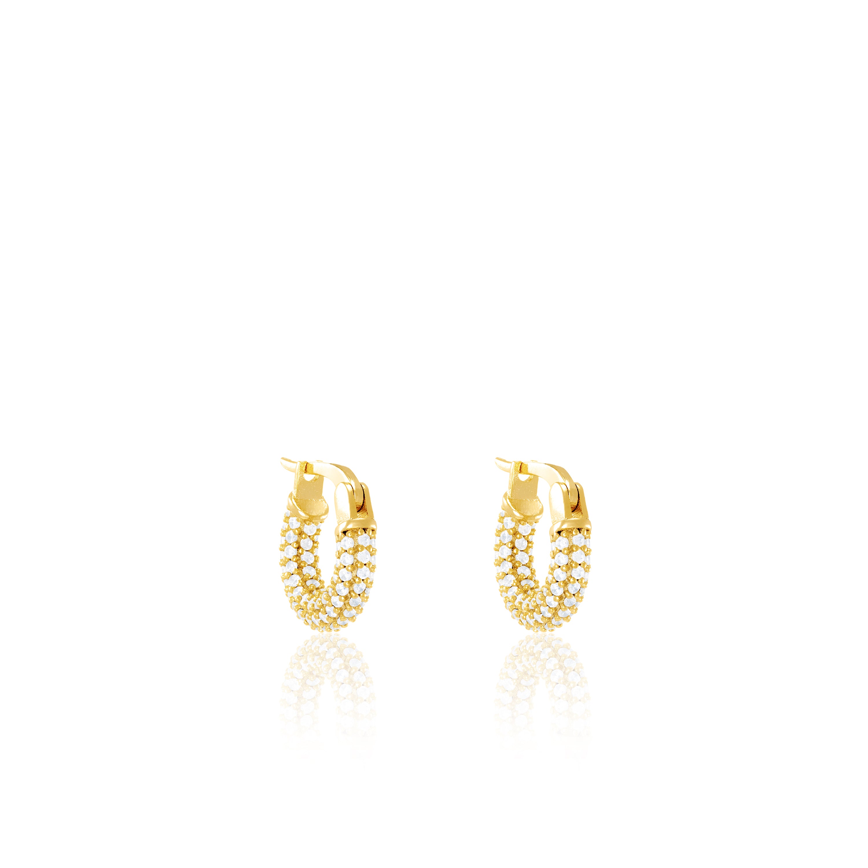 Full Pave CZ Eternity Hoop Earrings - Gold White - Extra Small