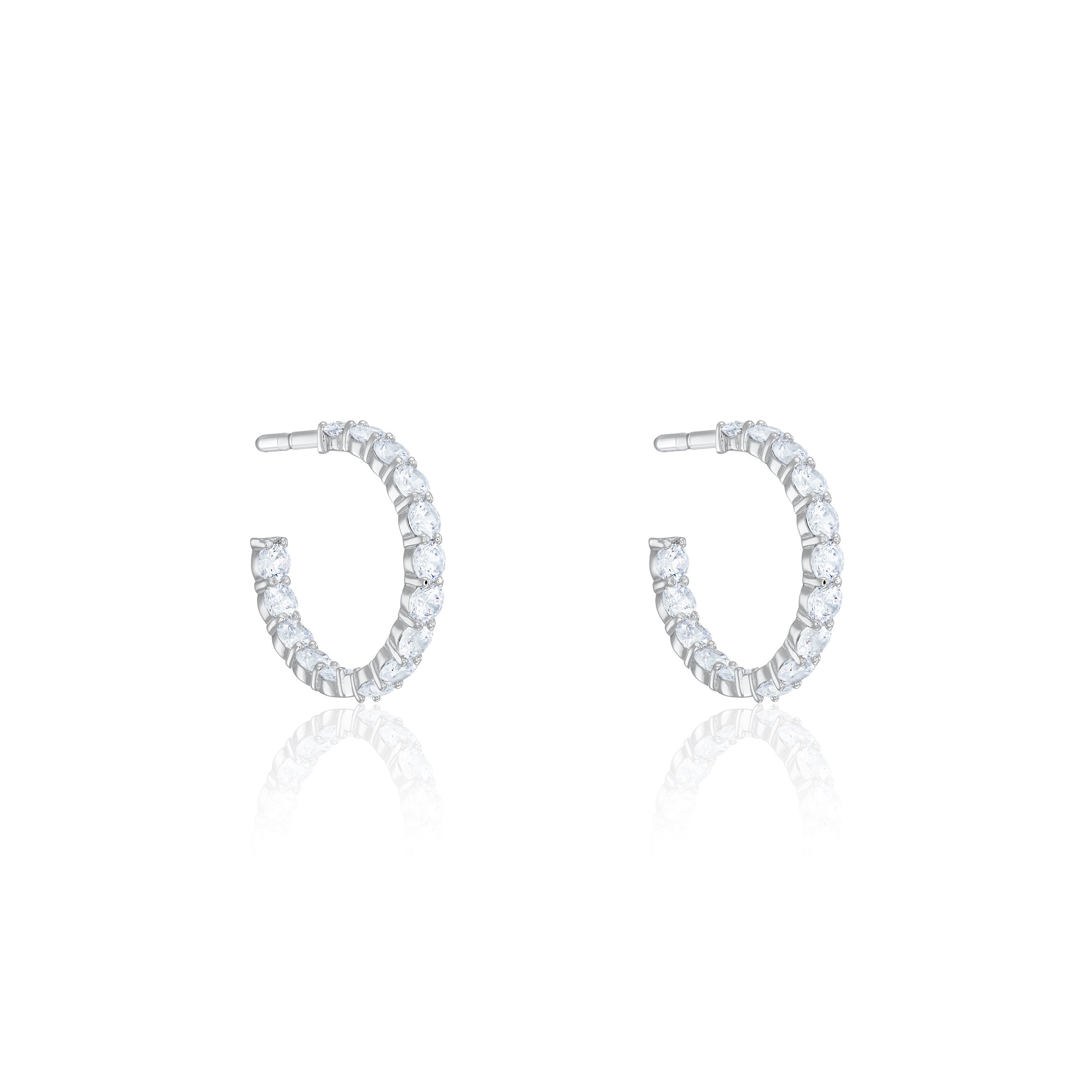 Ice-Cut CZ Inside-Out Semi Hoop Earrings