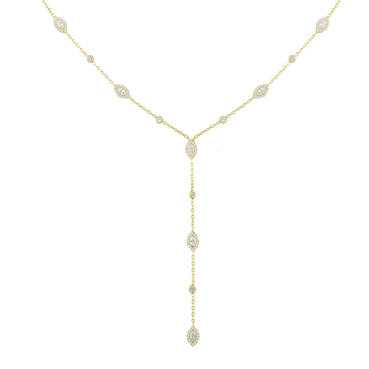 Marquise And Bezel Lariat Chain Choker