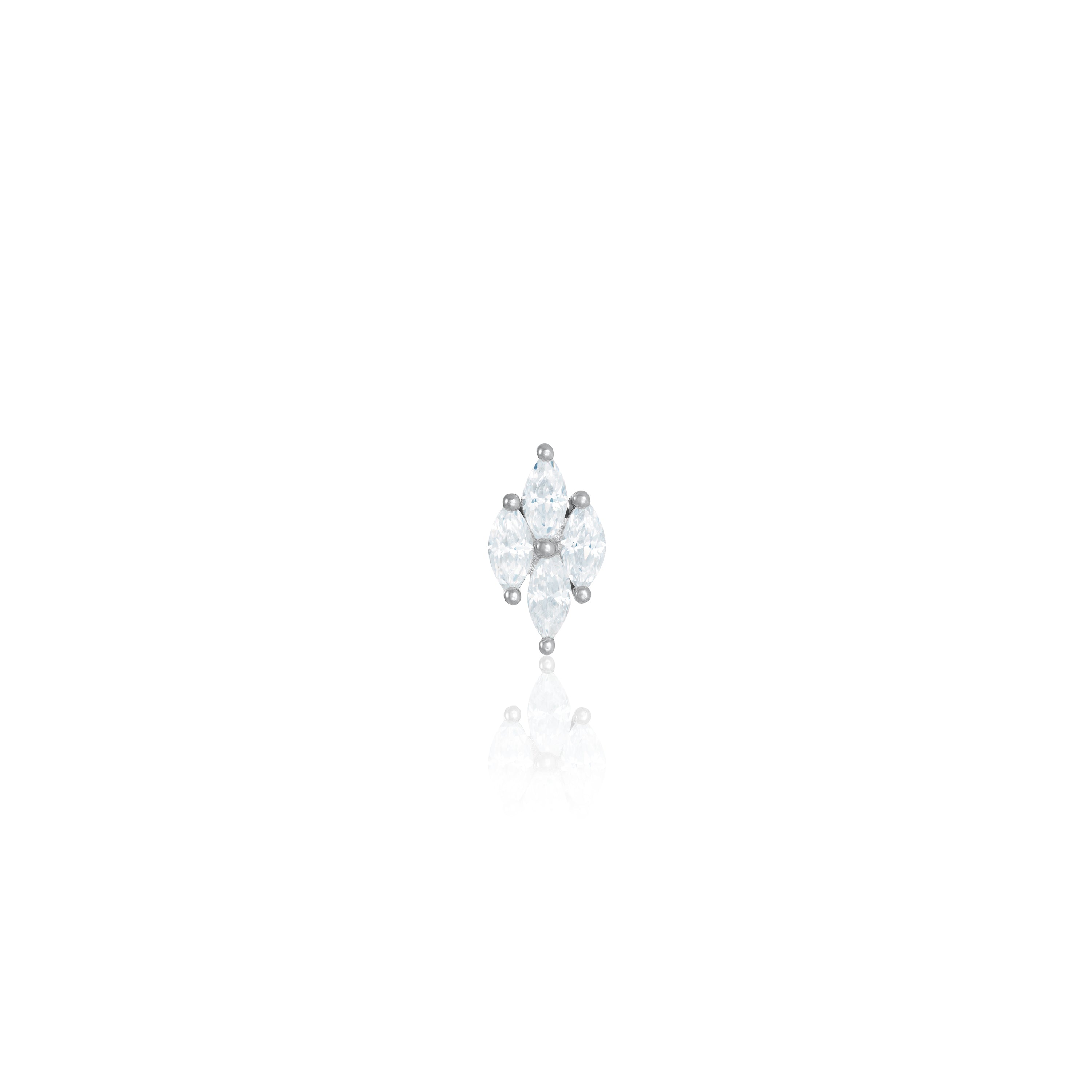 Marquise Flower Stud Piercing - Silver White
