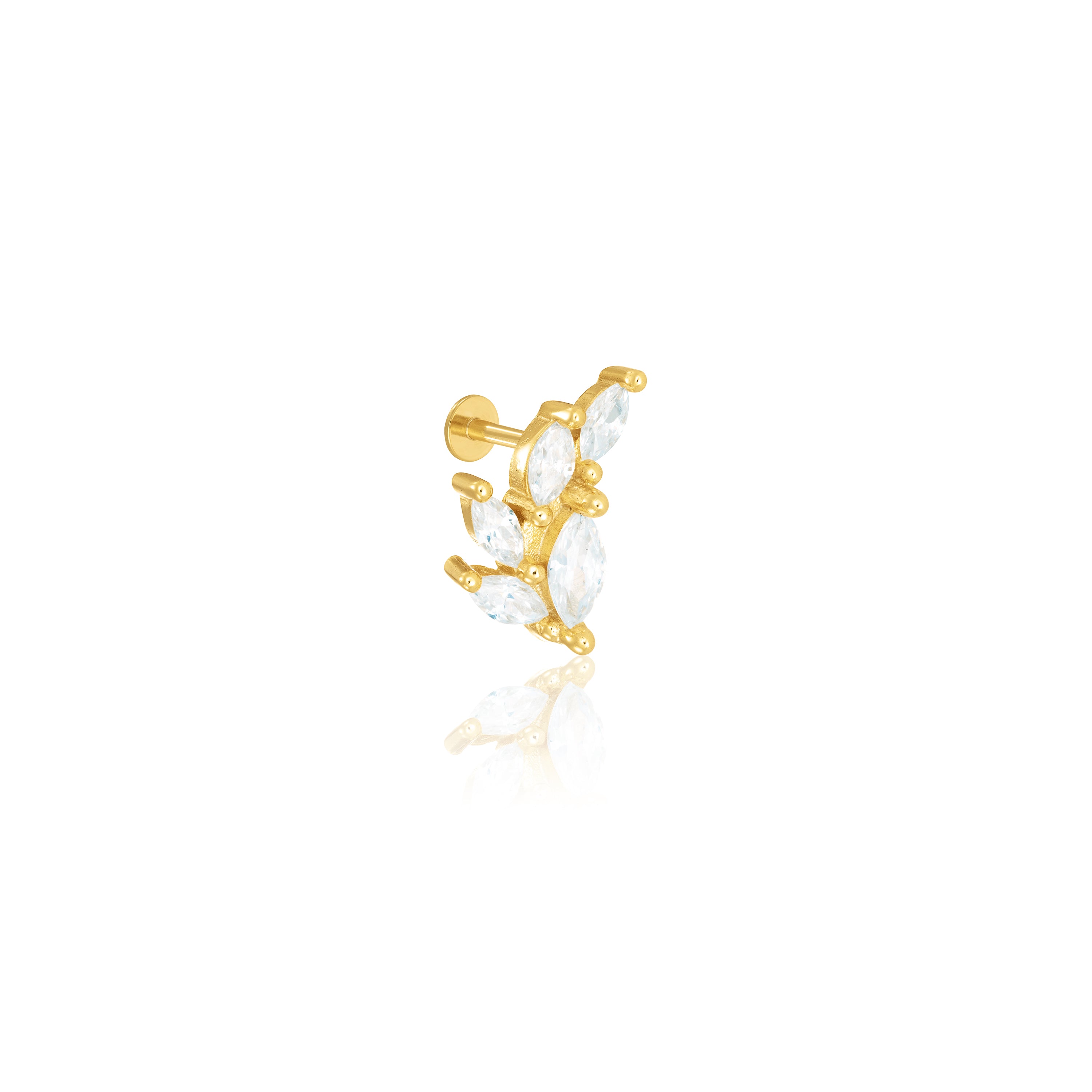 Marquise Leaf Stone Piercing - Gold White