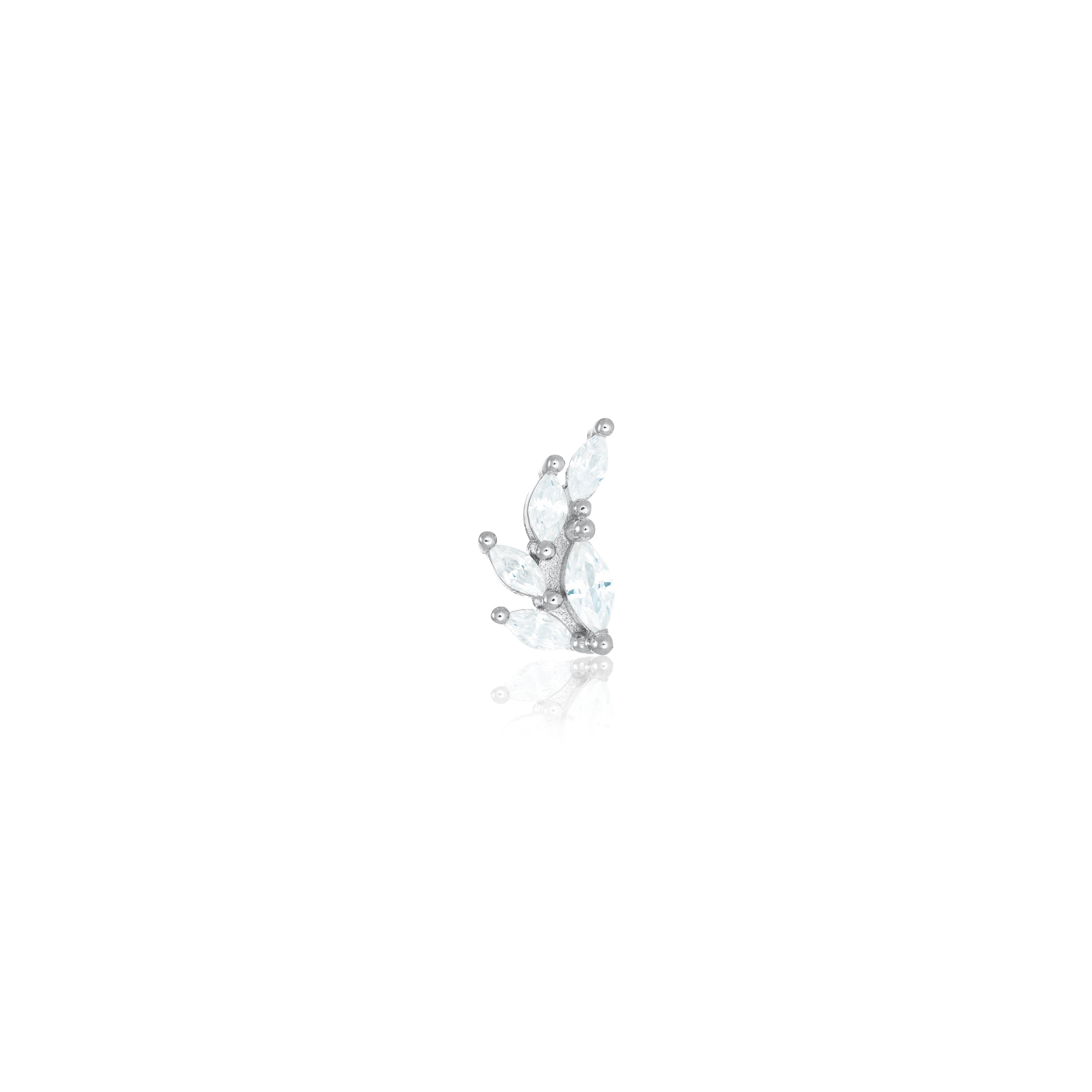 Marquise Leaf Stone Piercing - Silver White