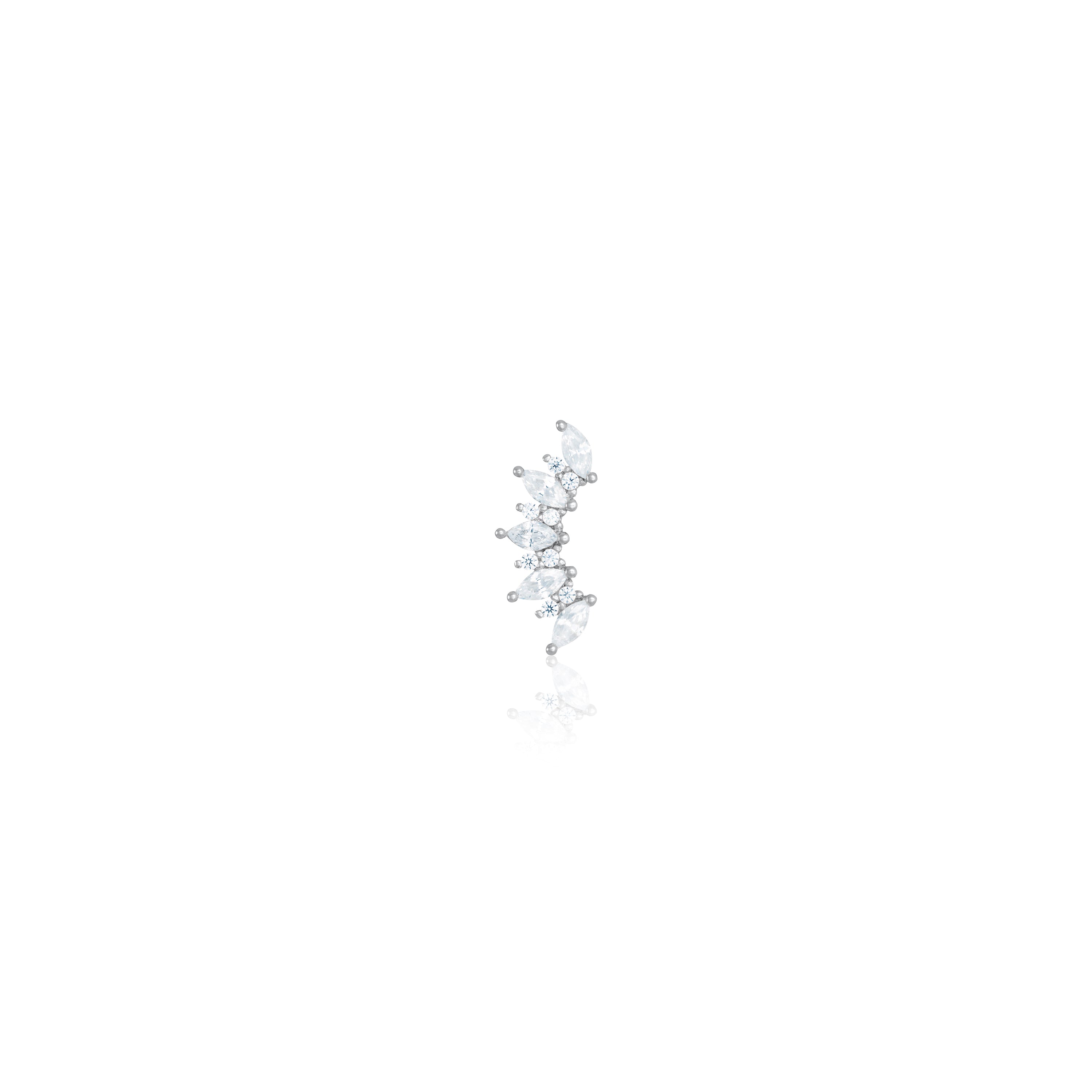 Marquise And Round CZ Curved Piercing - Silver White