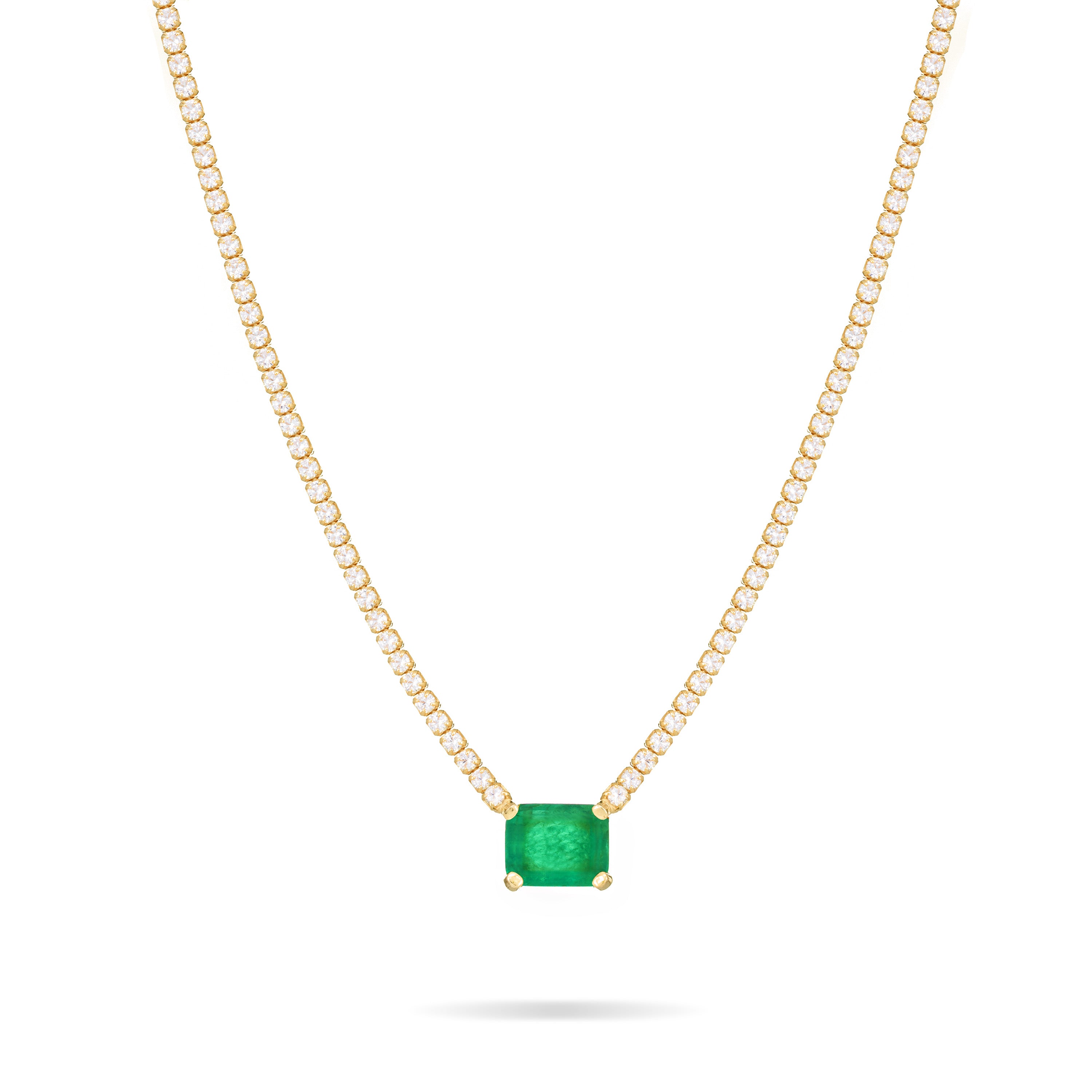 One Big Rectangle Tennis Choker - Gold Green Matt And White