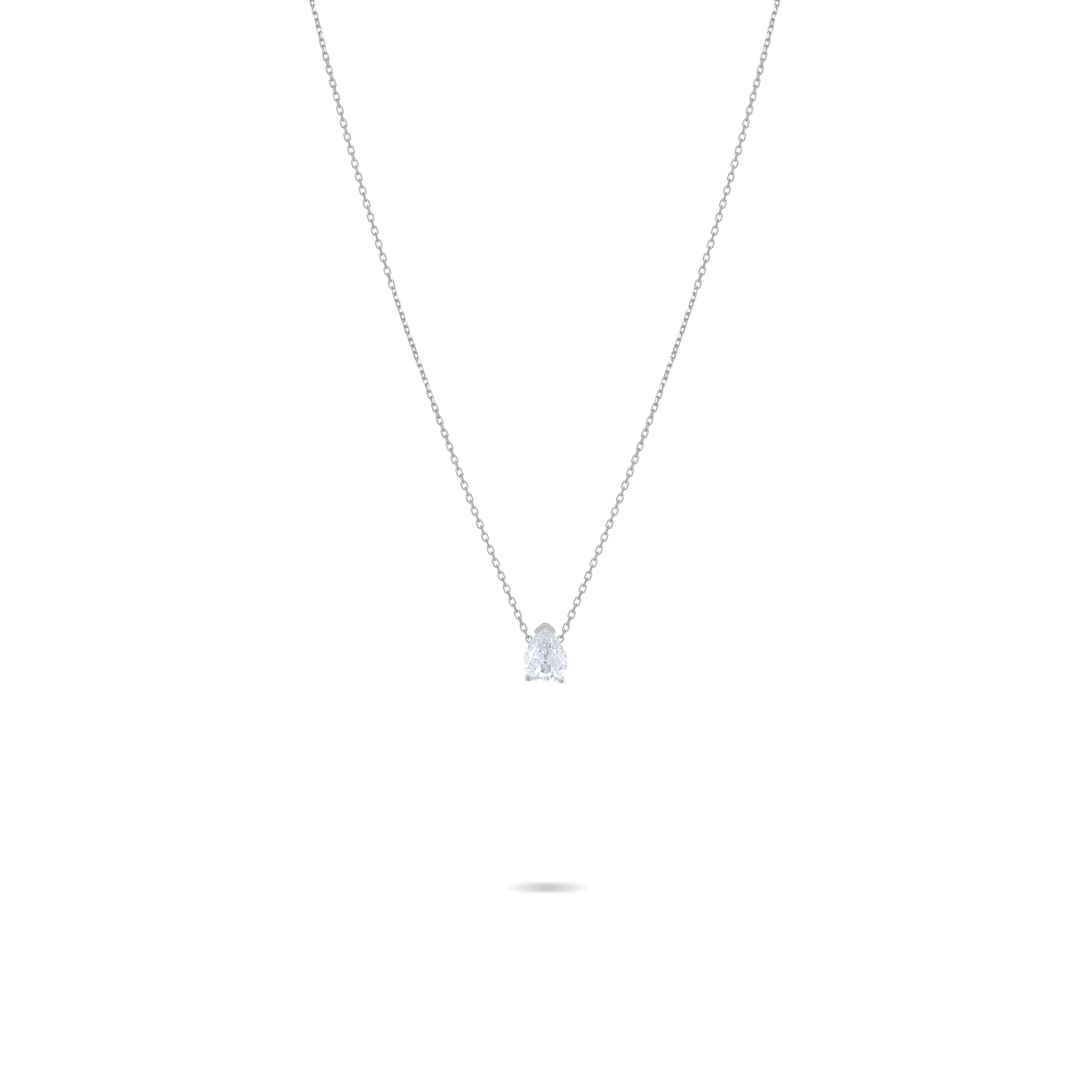 One Teardrop Chain Choker - Silver White