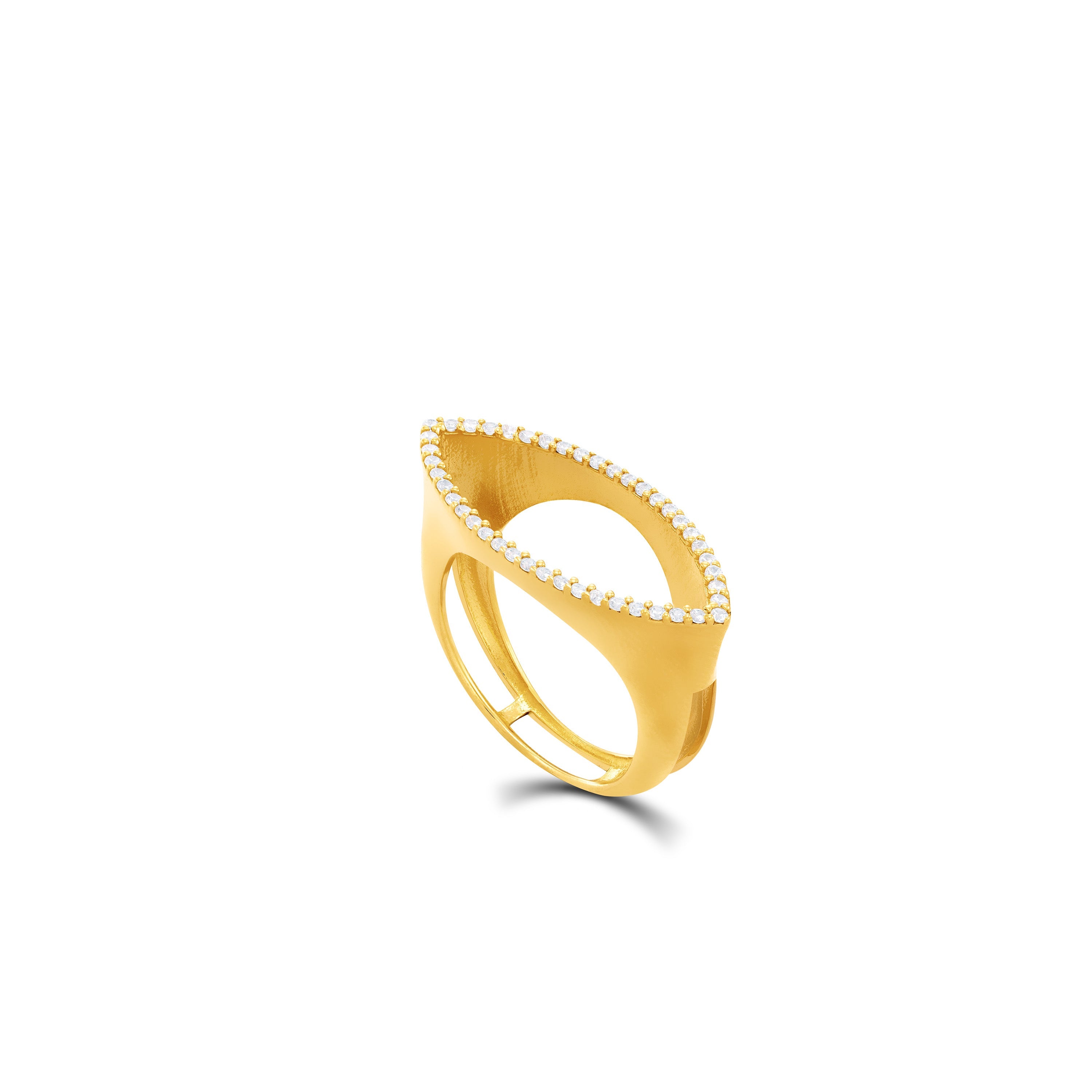 Open Center Pave Evil Eye Ring - Gold White