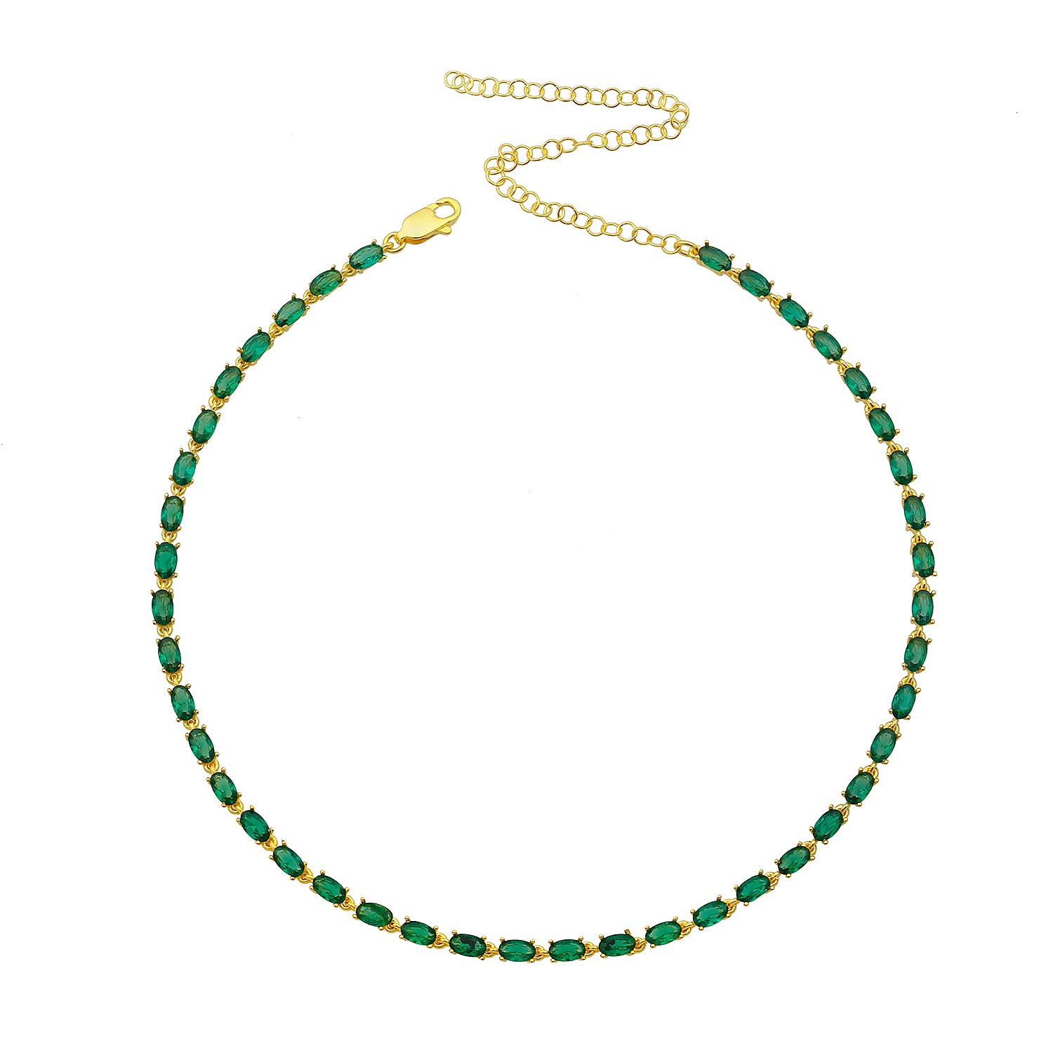 Oval Eternity Choker - Gold Green