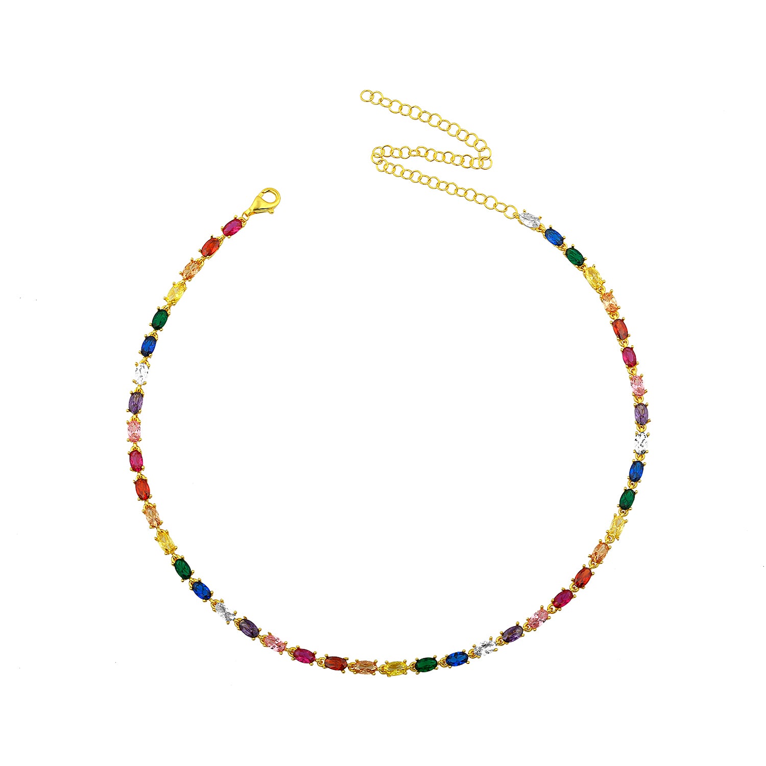 Oval Eternity Choker - Gold Rainbow