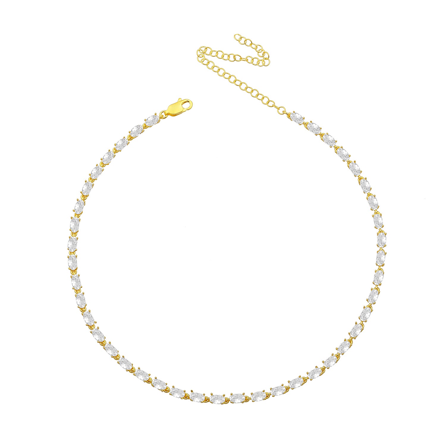 Oval Eternity Choker - Gold White