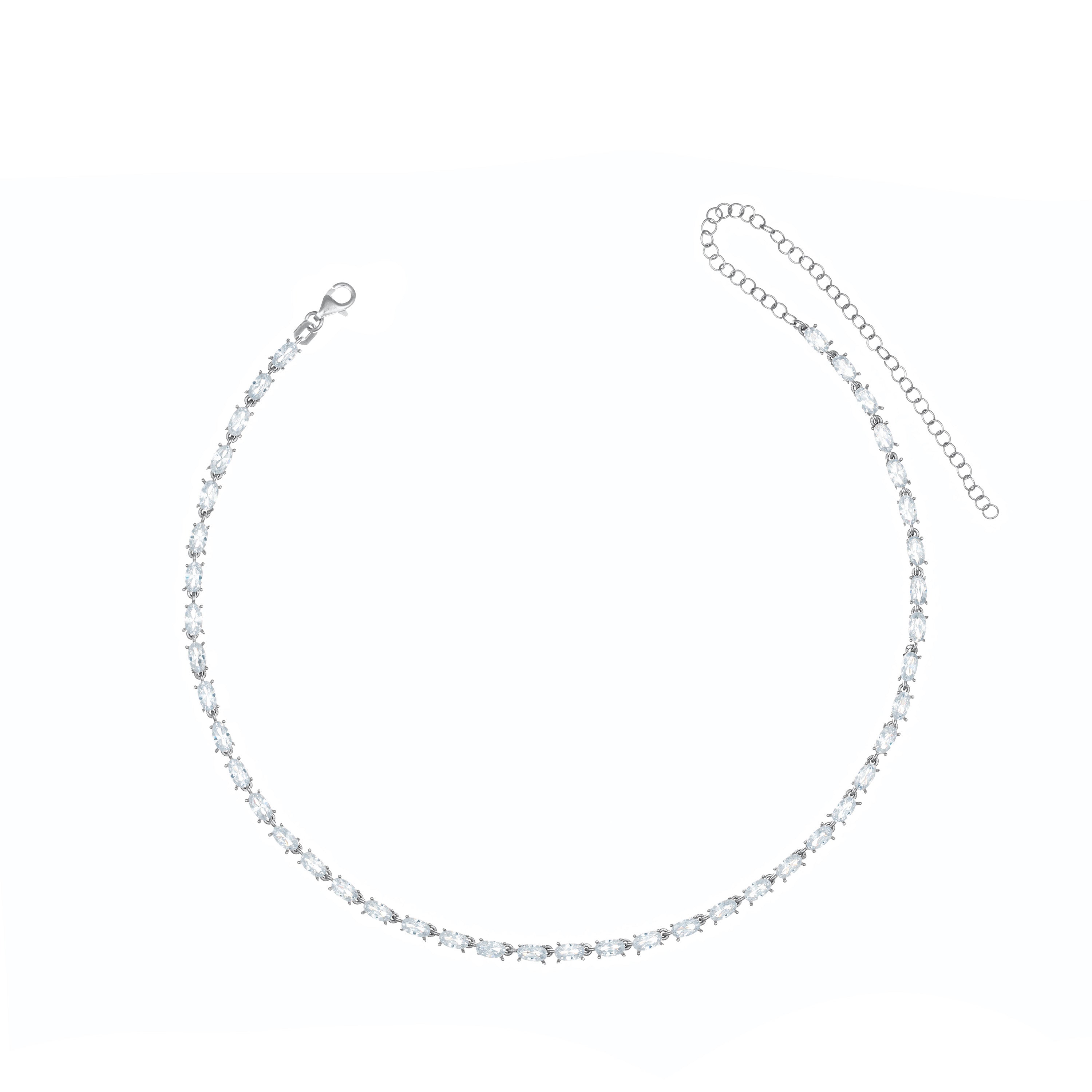 Oval Eternity Choker - Silver White