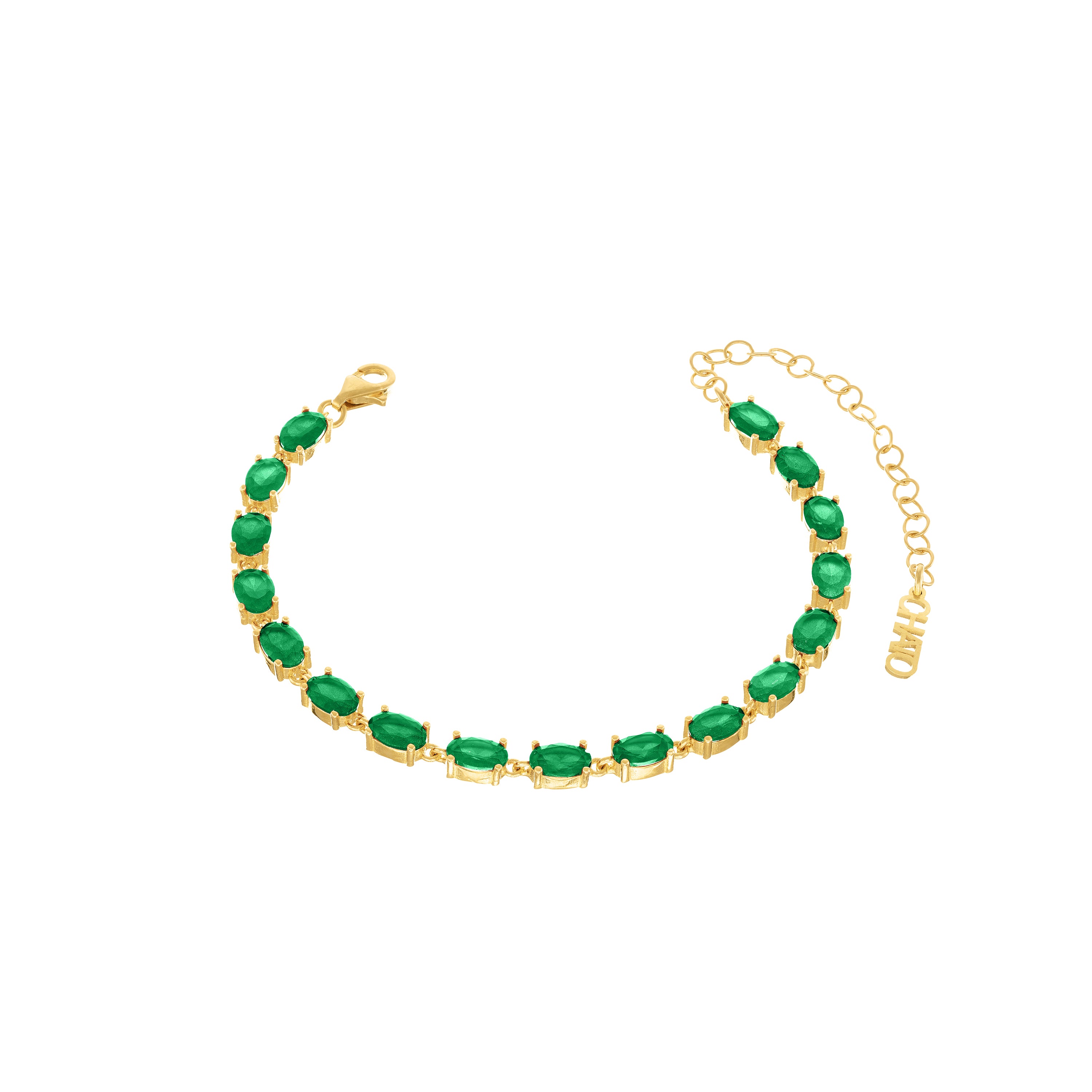 Oval Eternity Bracelet - Gold Green