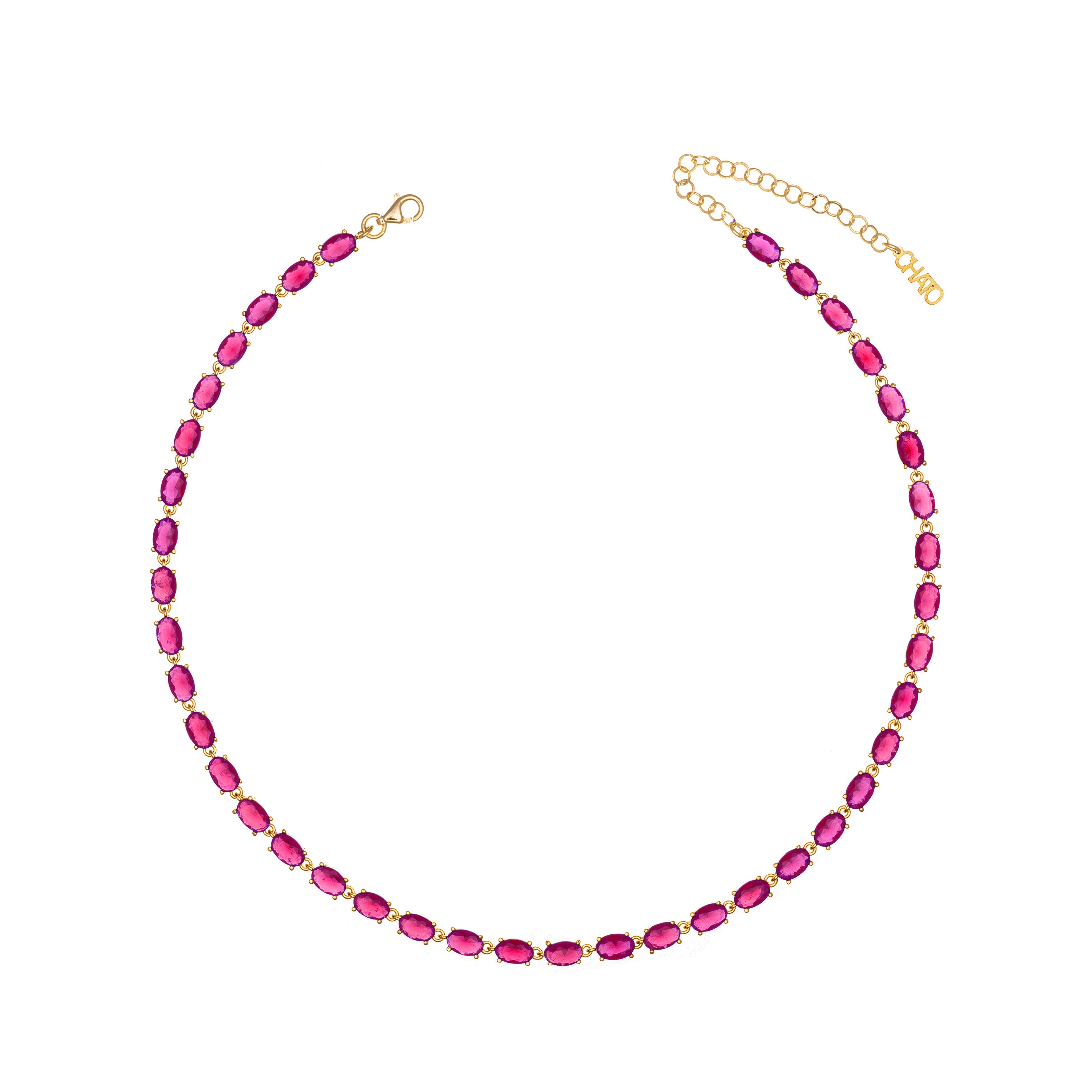 Oval Eternity Choker - Gold Fushia